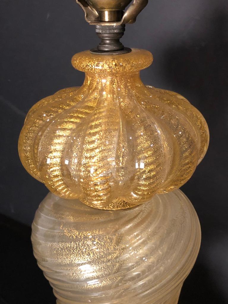 Italian Barovier & Toso Glass Lamp With Original Paper Label For Sale