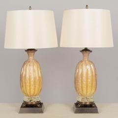 Barovier&Toso Paire de lampes en verre de Murano