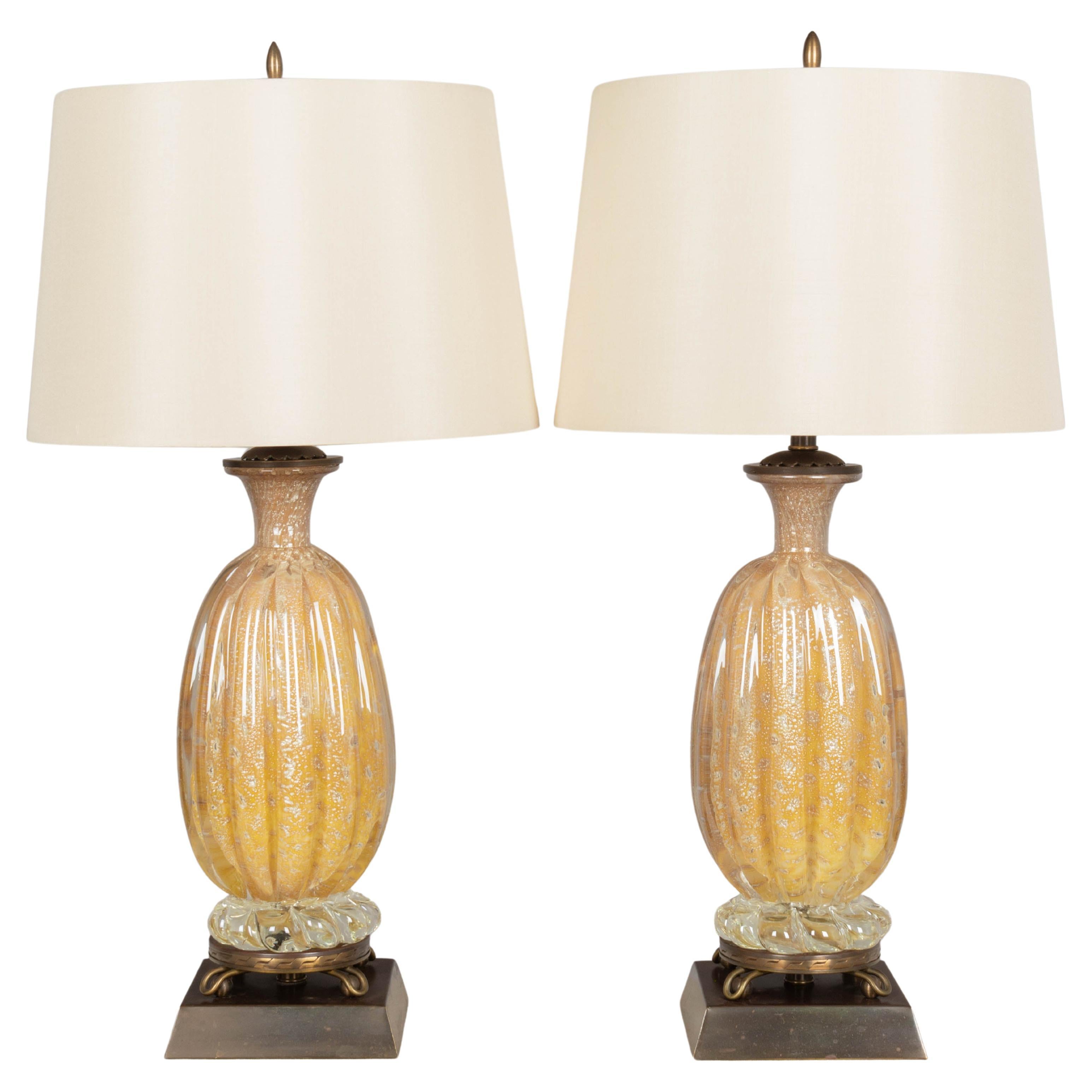 Barovier&Toso Paire de lampes en verre de Murano