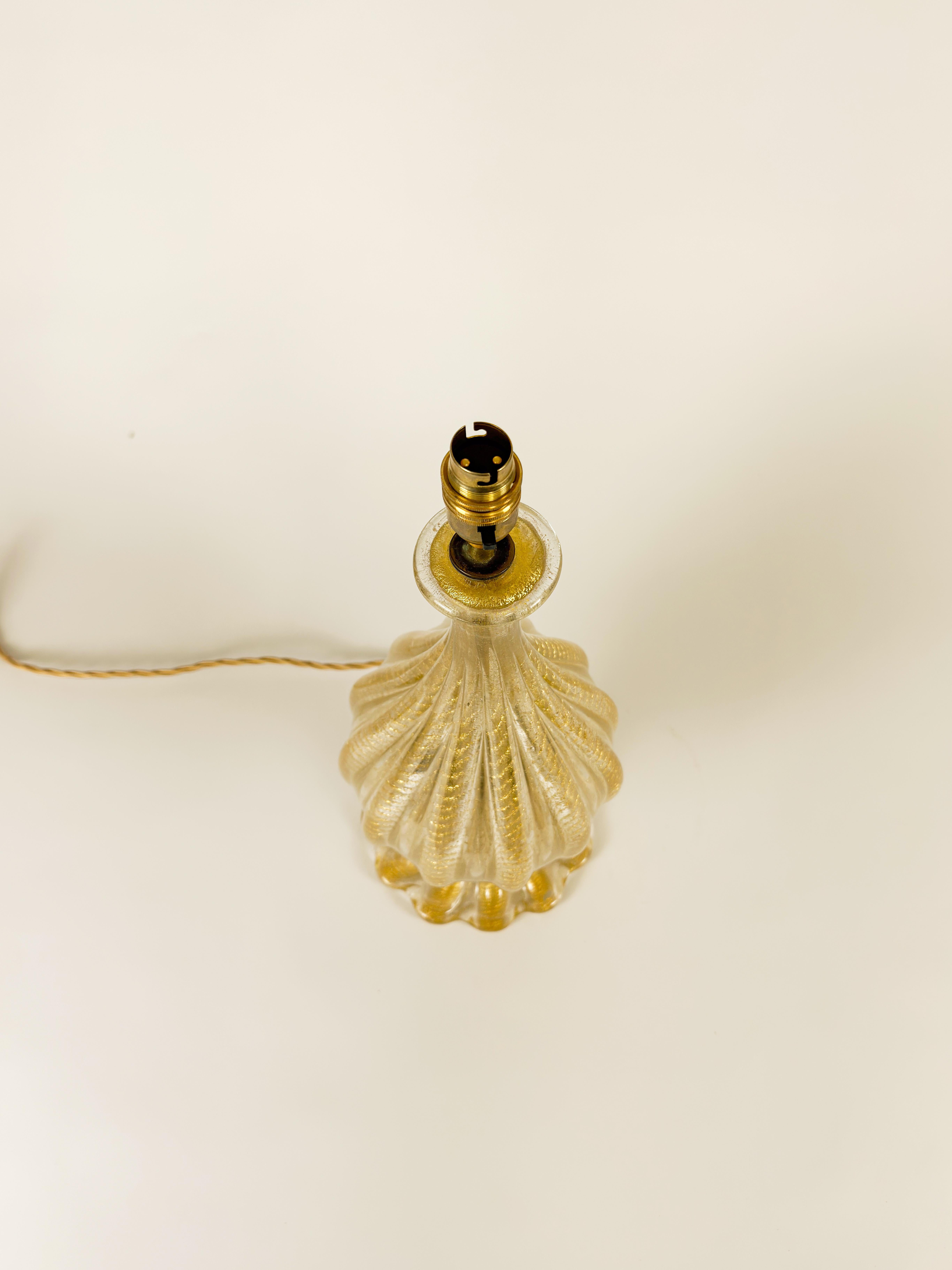 Hollywood Regency Barovier & Toso Gold Murano Glass Lamp c.1950 Italy