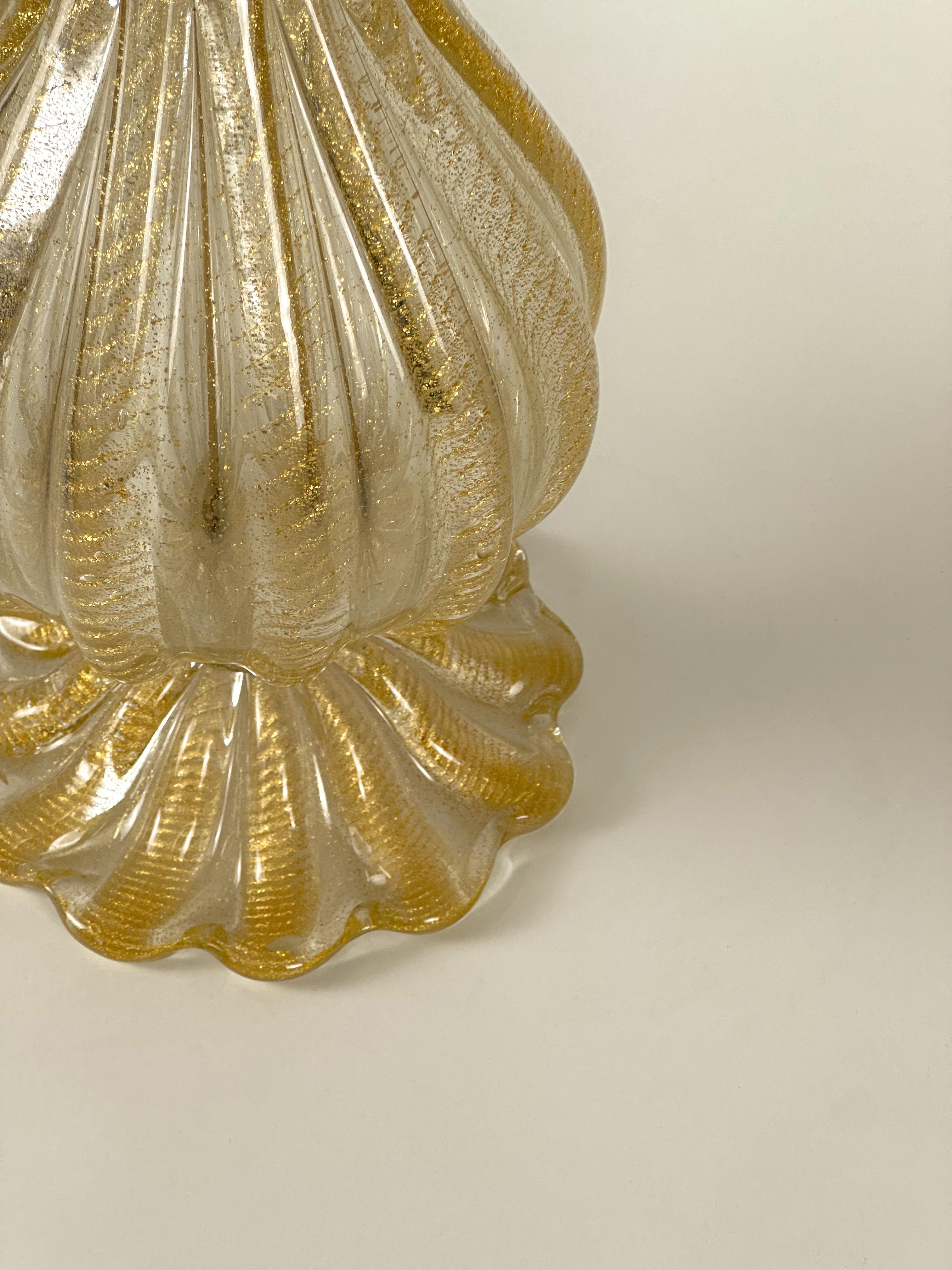 Barovier & Toso Gold Murano Glass Lamp c.1950 Italy In Good Condition In Glasgow, GB