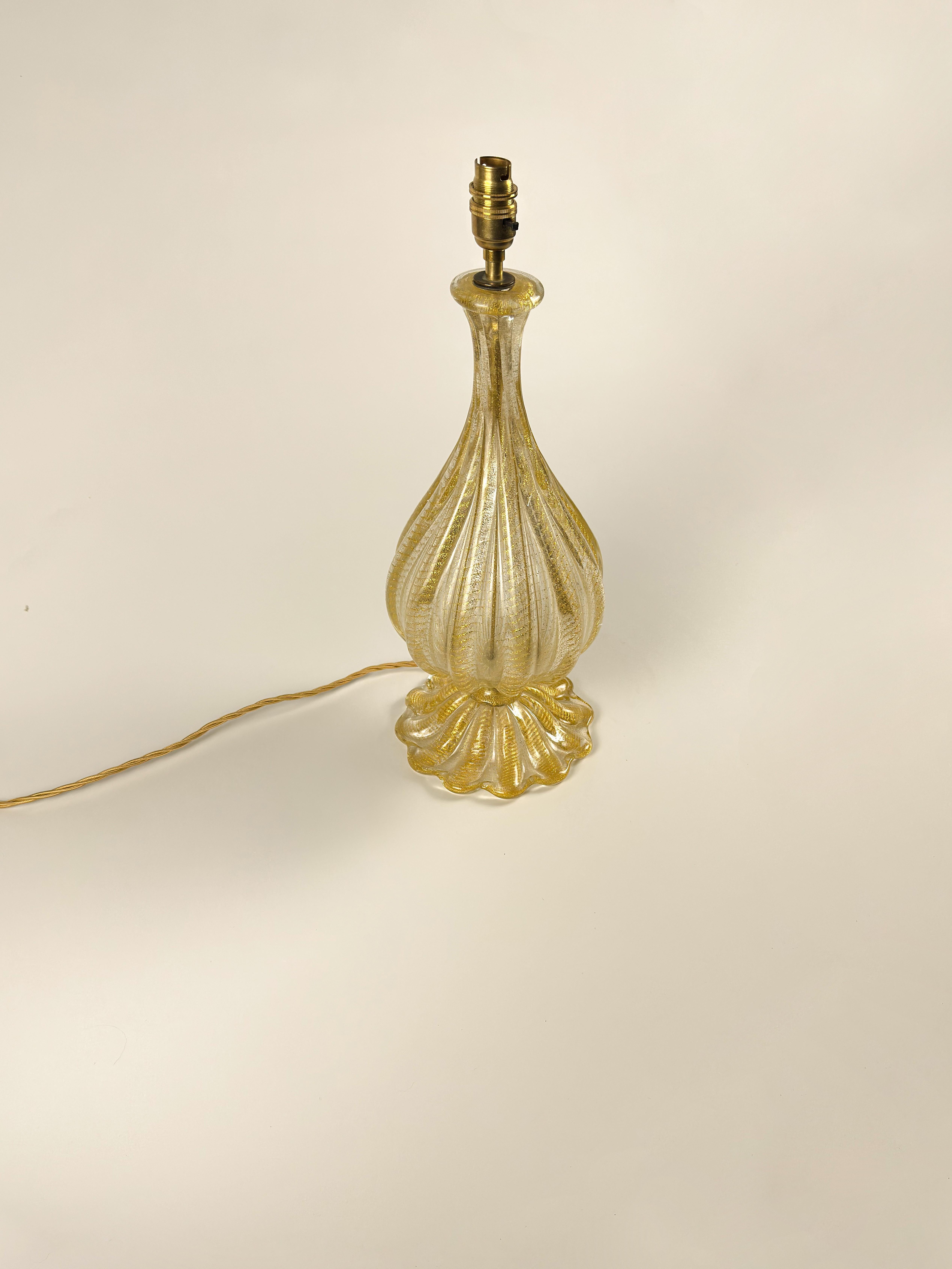 20th Century Barovier & Toso Gold Murano Glass Lamp c.1950 Italy