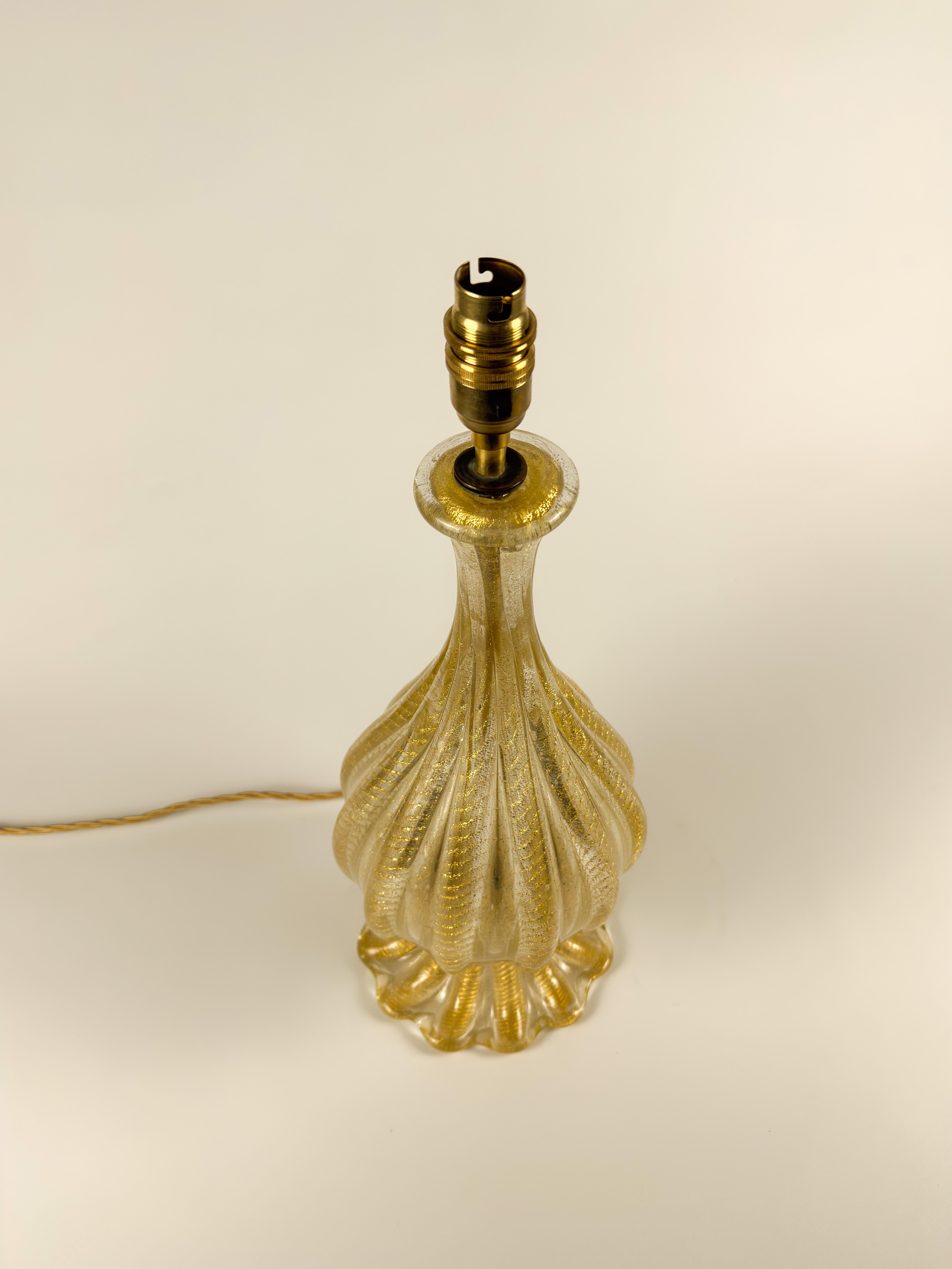 Barovier & Toso Gold Murano Glass Lamp c.1950 Italy 2