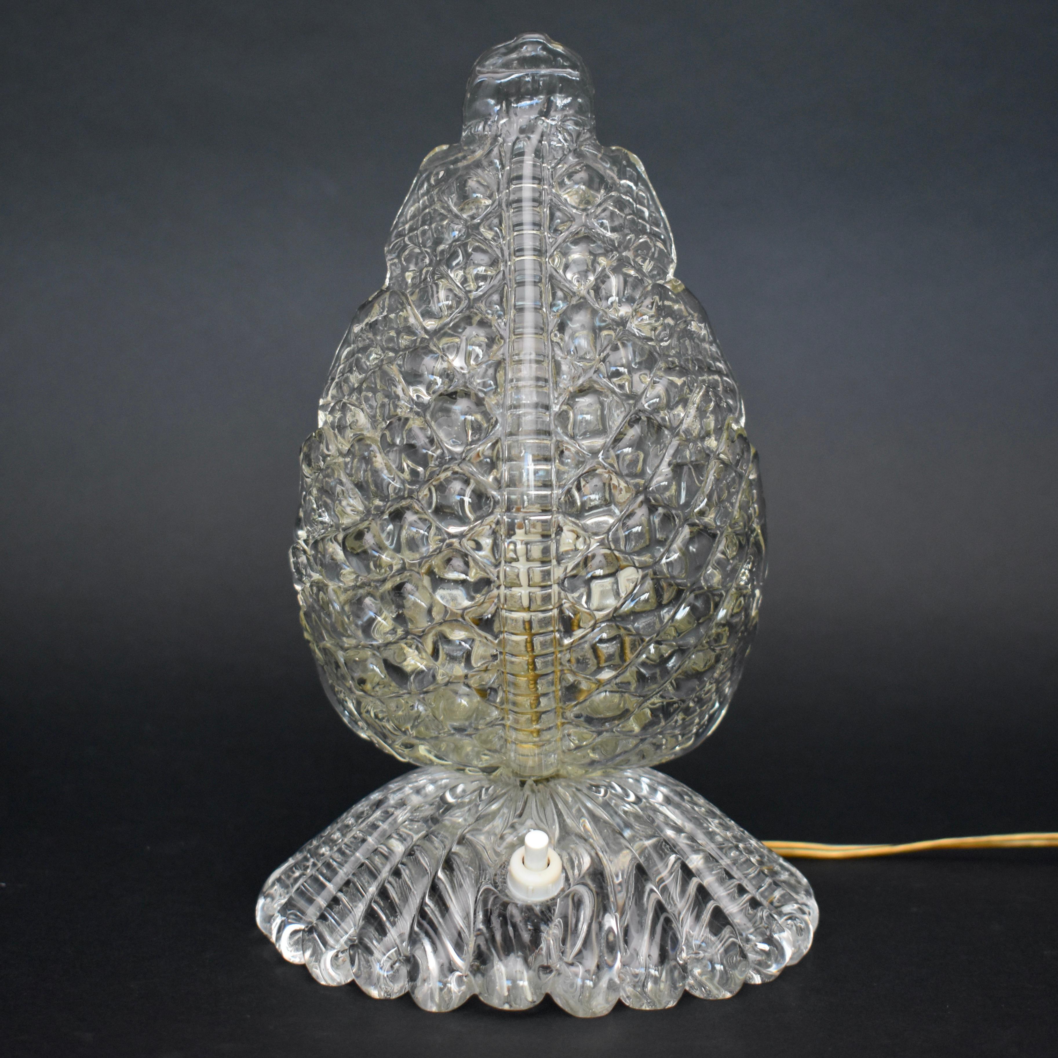 Barovier & Toso Lámpara de mesa de cristal de Murano Hoja, años 50 Moderno de mediados de siglo en venta