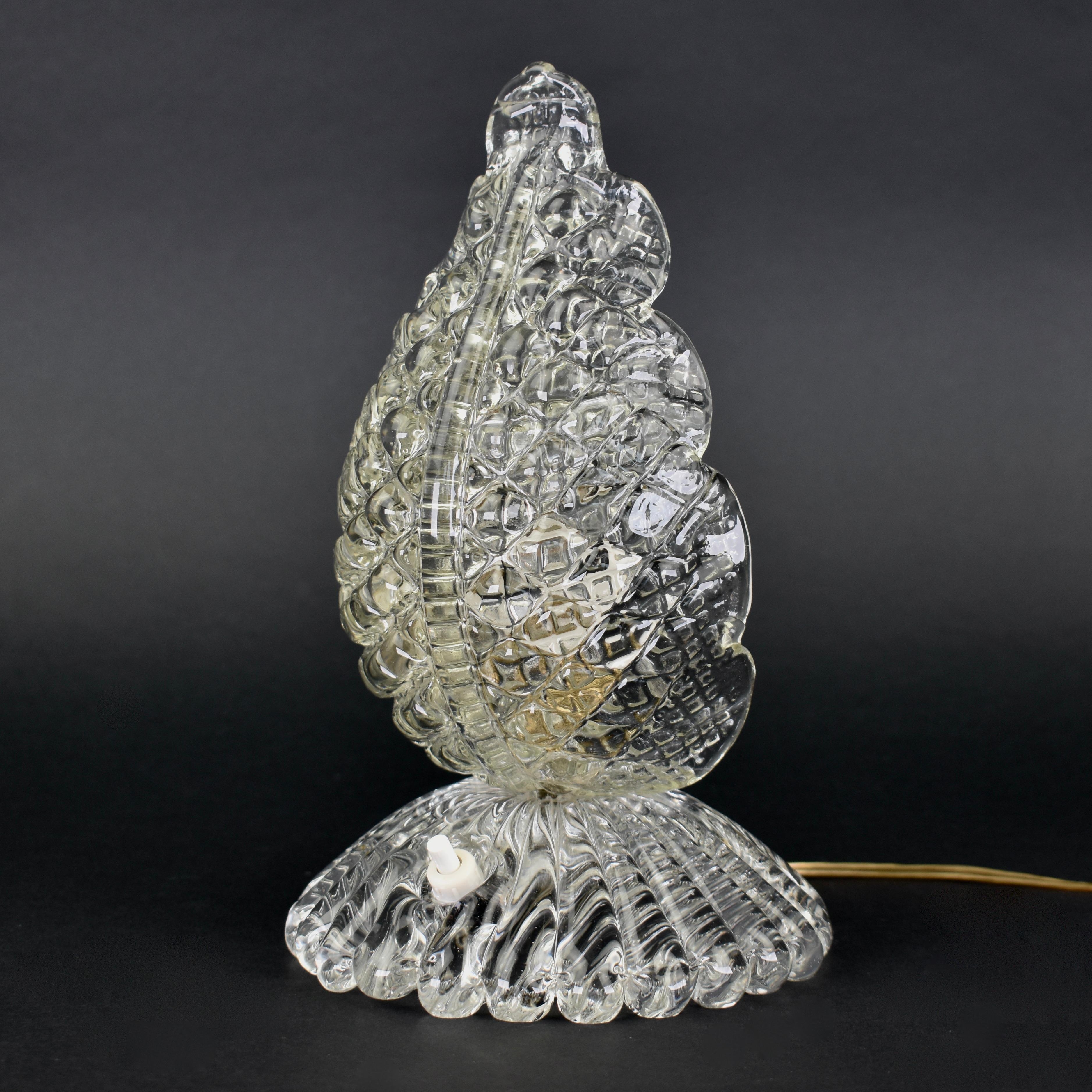 Barovier & Toso Lámpara de mesa de cristal de Murano Hoja, años 50 mediados del siglo XX en venta