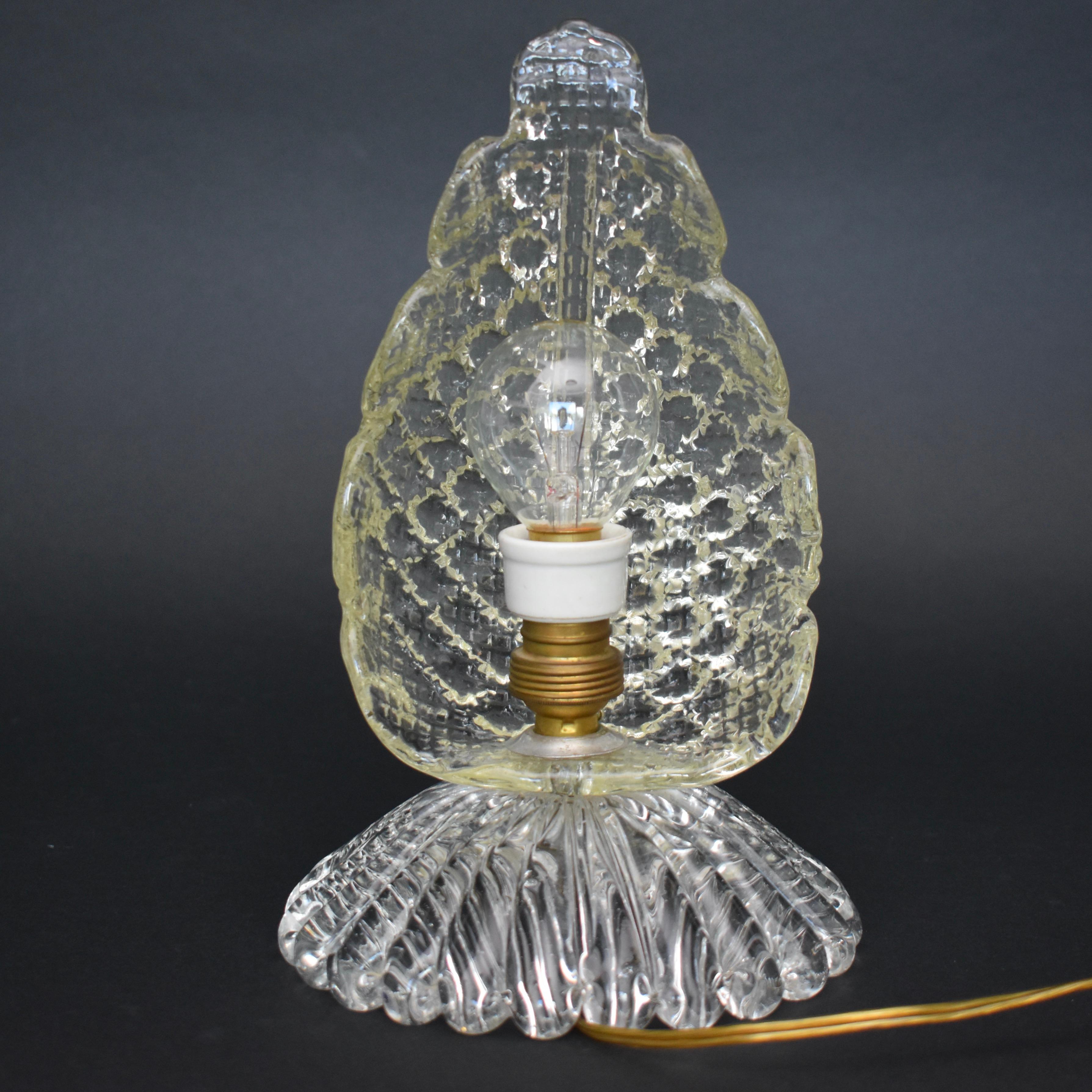 Barovier & Toso Lámpara de mesa de cristal de Murano Hoja, años 50 Cristal de Murano en venta