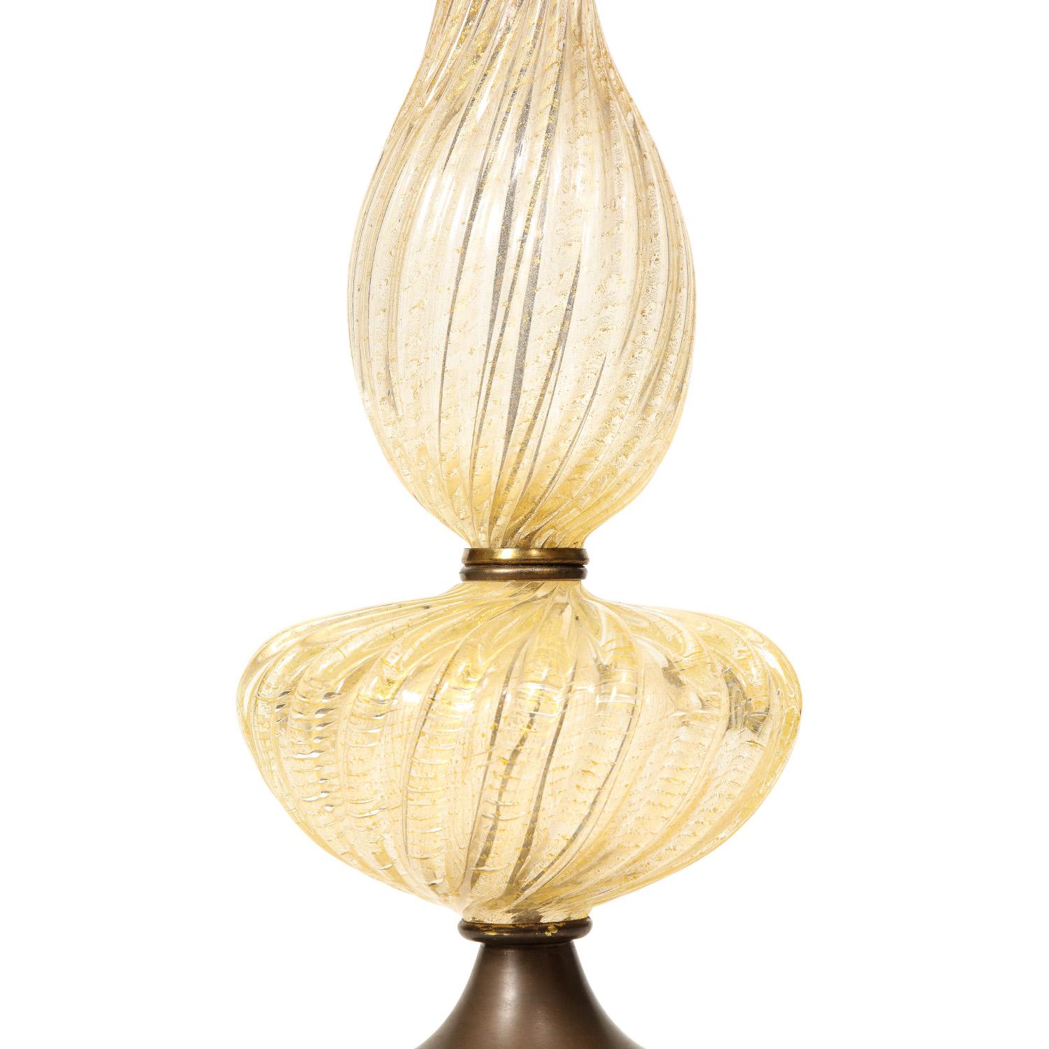 Italian Barovier & Toso Murano Glass Table Lamp with Avventurina, 1960s For Sale
