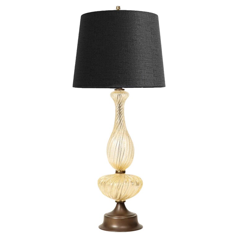 Barovier & Toso Murano Glass Table Lamp with Avventurina, 1960s For Sale