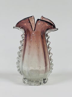 Barovier & Toso Murano glass vase bicolor with applied glass circa 1950.