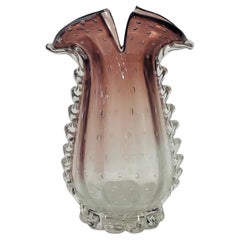 Barovier & Toso Murano glass vase bicolor with applied glass circa 1950.