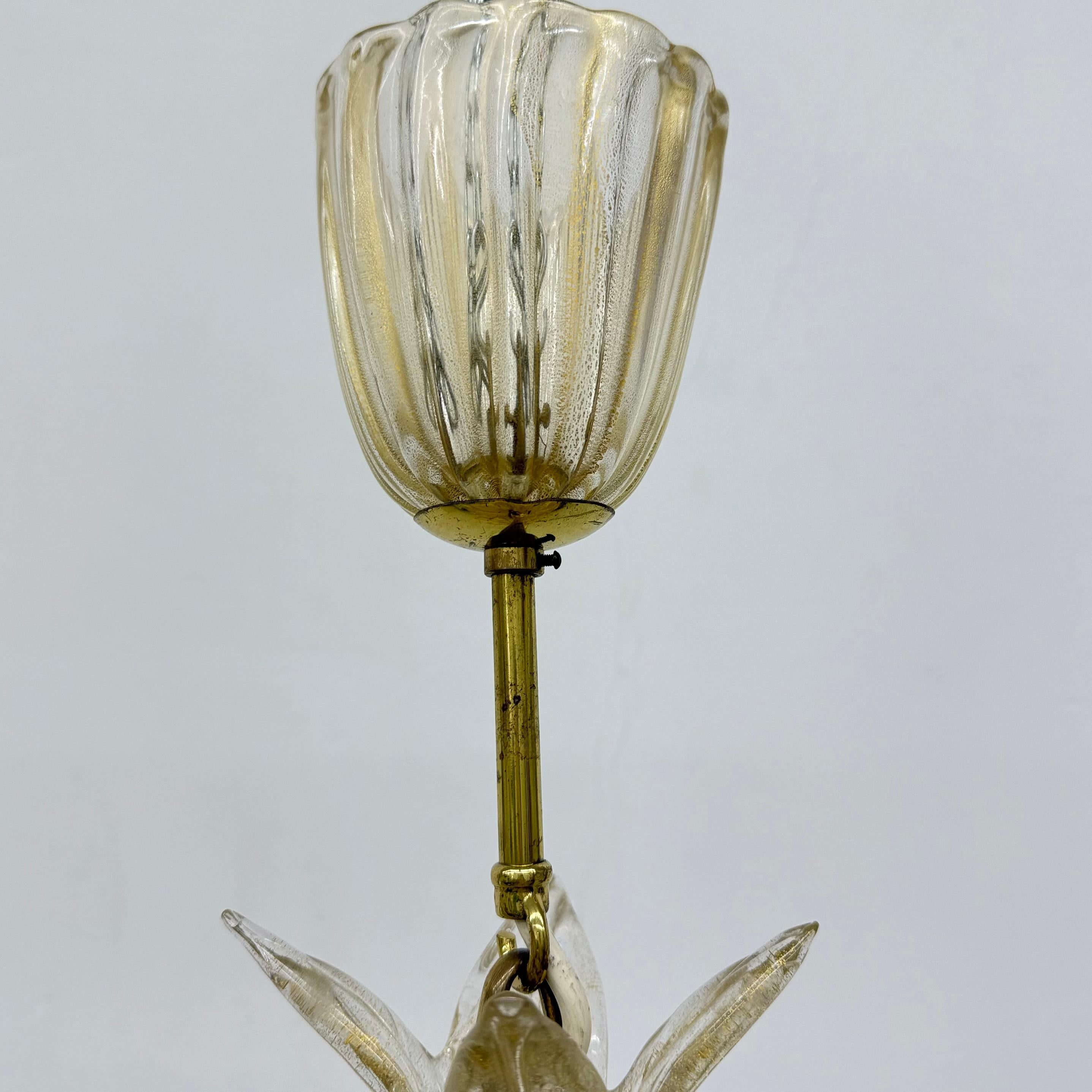 Lampada a sospensione in vetro di Murano e oro di Barovier&Toso , anni '70 in vendita 7