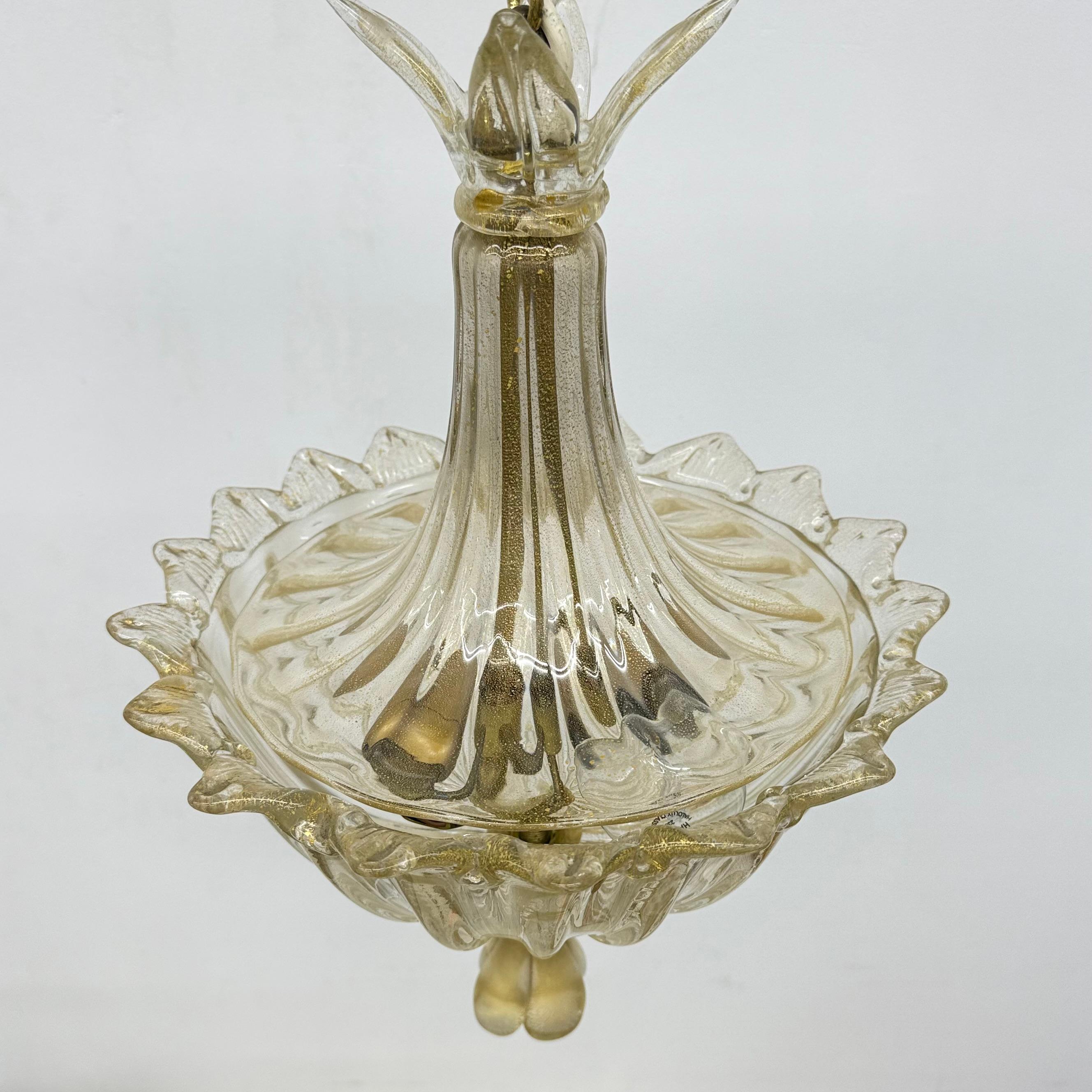 Lampada a sospensione in vetro di Murano e oro di Barovier&Toso , anni '70 in vendita 9