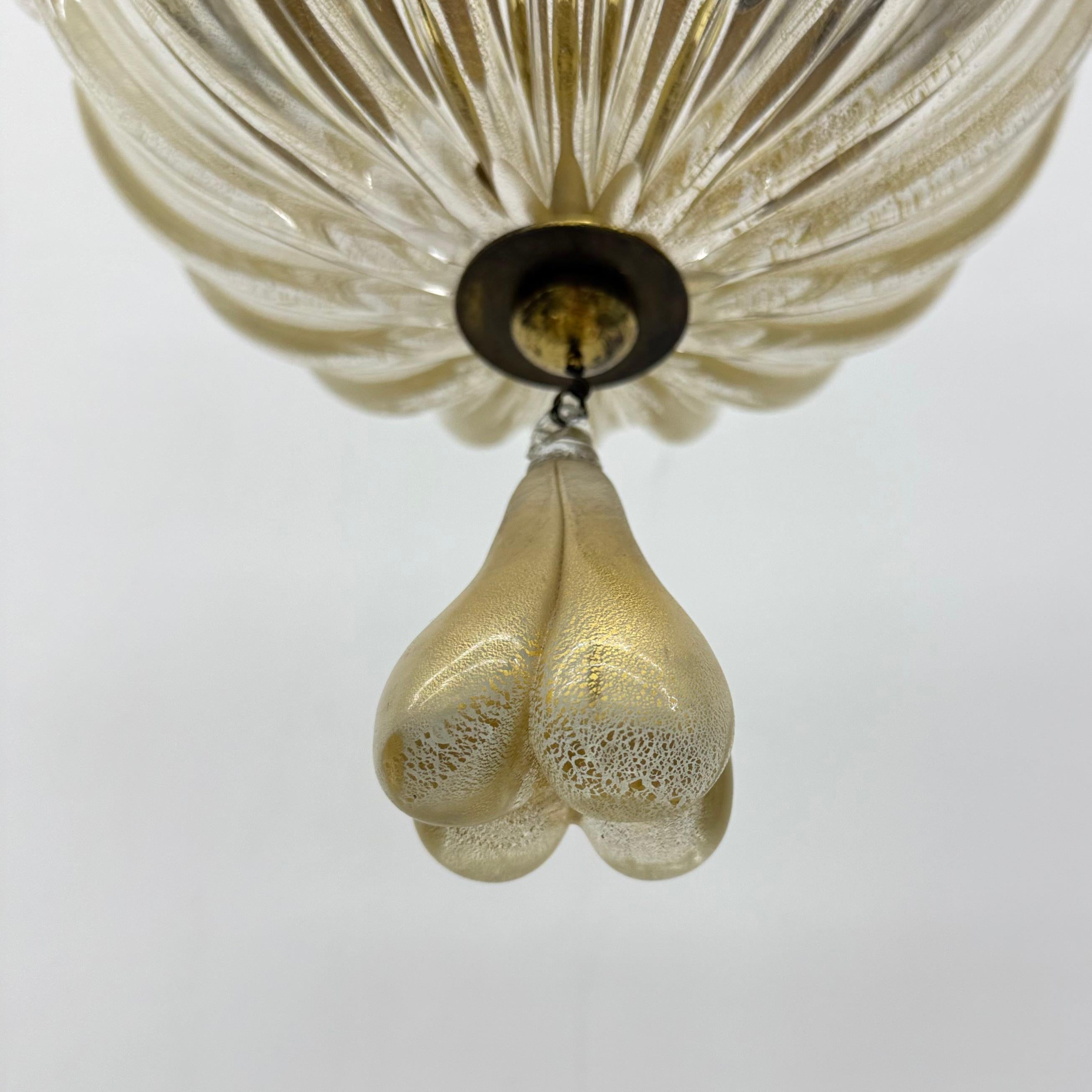 Lampada a sospensione in vetro di Murano e oro di Barovier&Toso , anni '70 in vendita 10