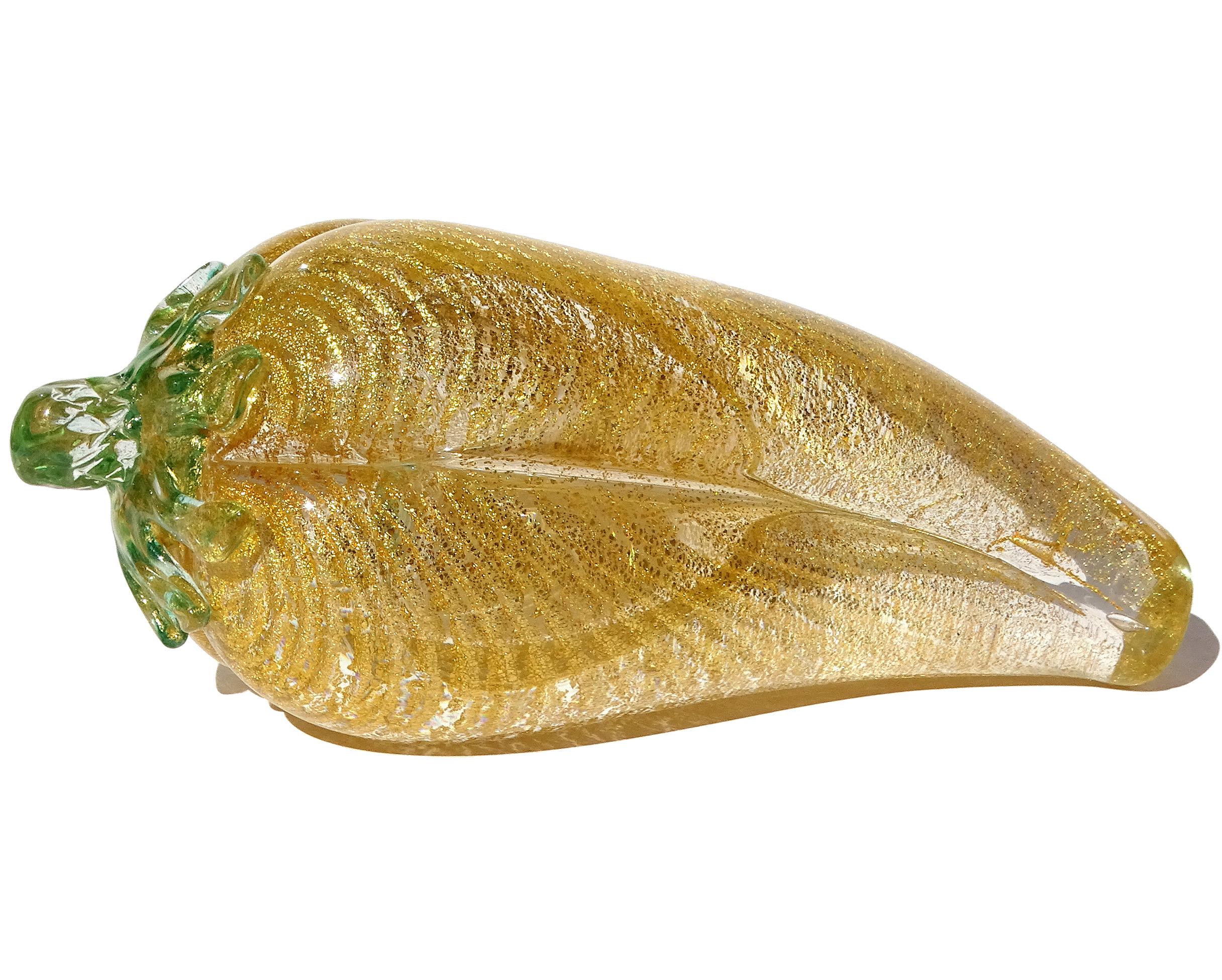 Barovier&Toso Sculture di frutta in zucca e pepe in vetro artistico di Murano con riflessi dorati in vendita 3