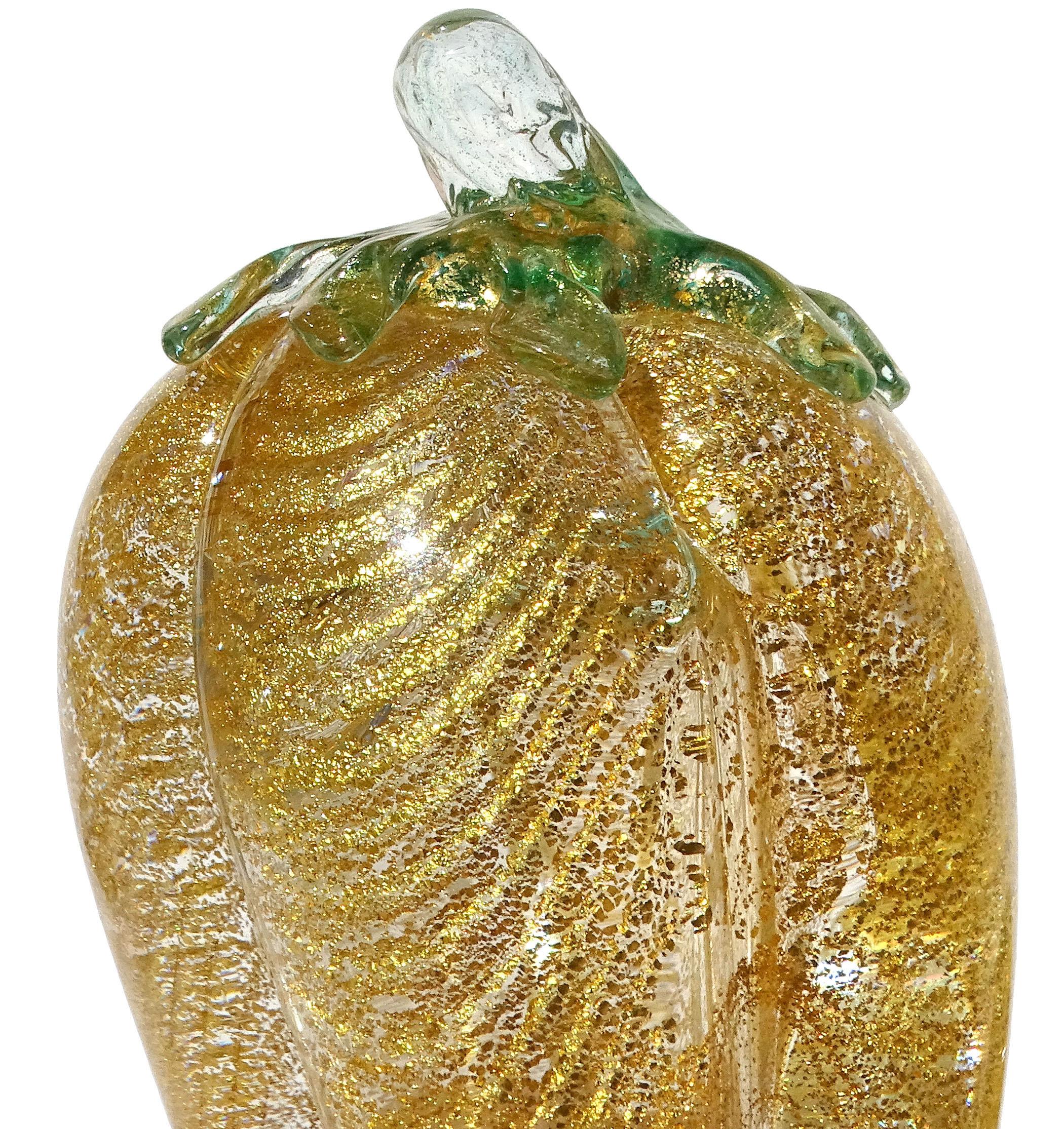 Barovier&Toso Sculture di frutta in zucca e pepe in vetro artistico di Murano con riflessi dorati in vendita 4