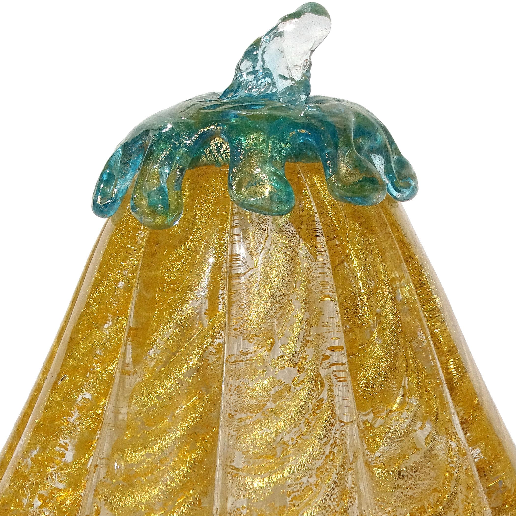 Barovier&Toso Sculture di frutta in zucca e pepe in vetro artistico di Murano con riflessi dorati In condizioni buone in vendita a Kissimmee, FL