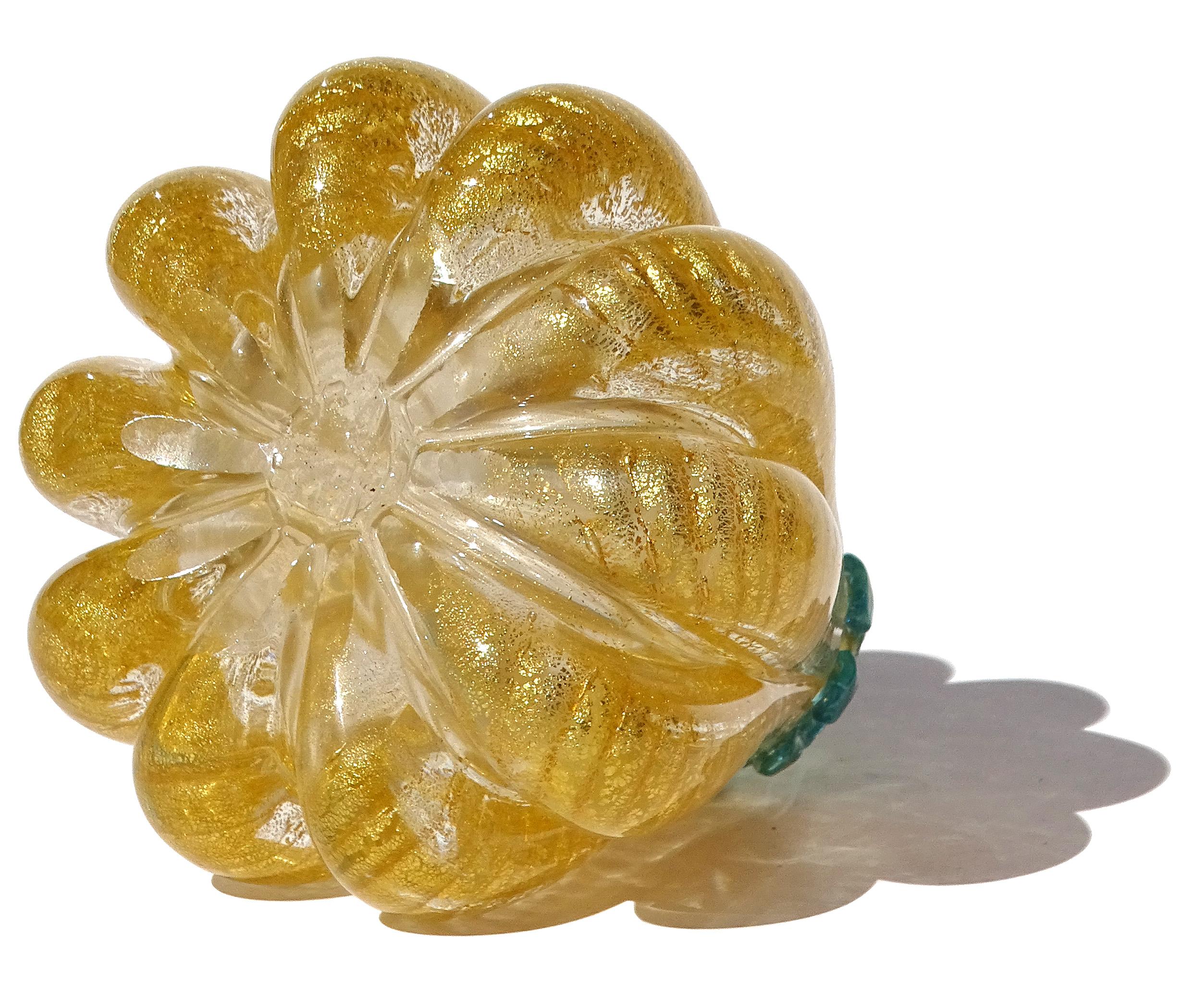 XX secolo Barovier&Toso Sculture di frutta in zucca e pepe in vetro artistico di Murano con riflessi dorati in vendita