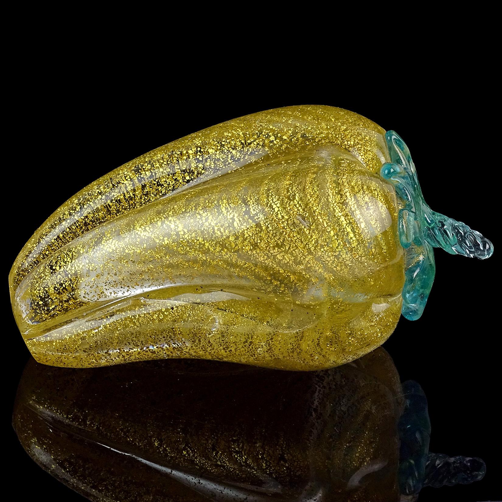 Barovier Toso Murano Gold Flecks Italian Art Glass Grapes Gourds Pepper Fruits 2