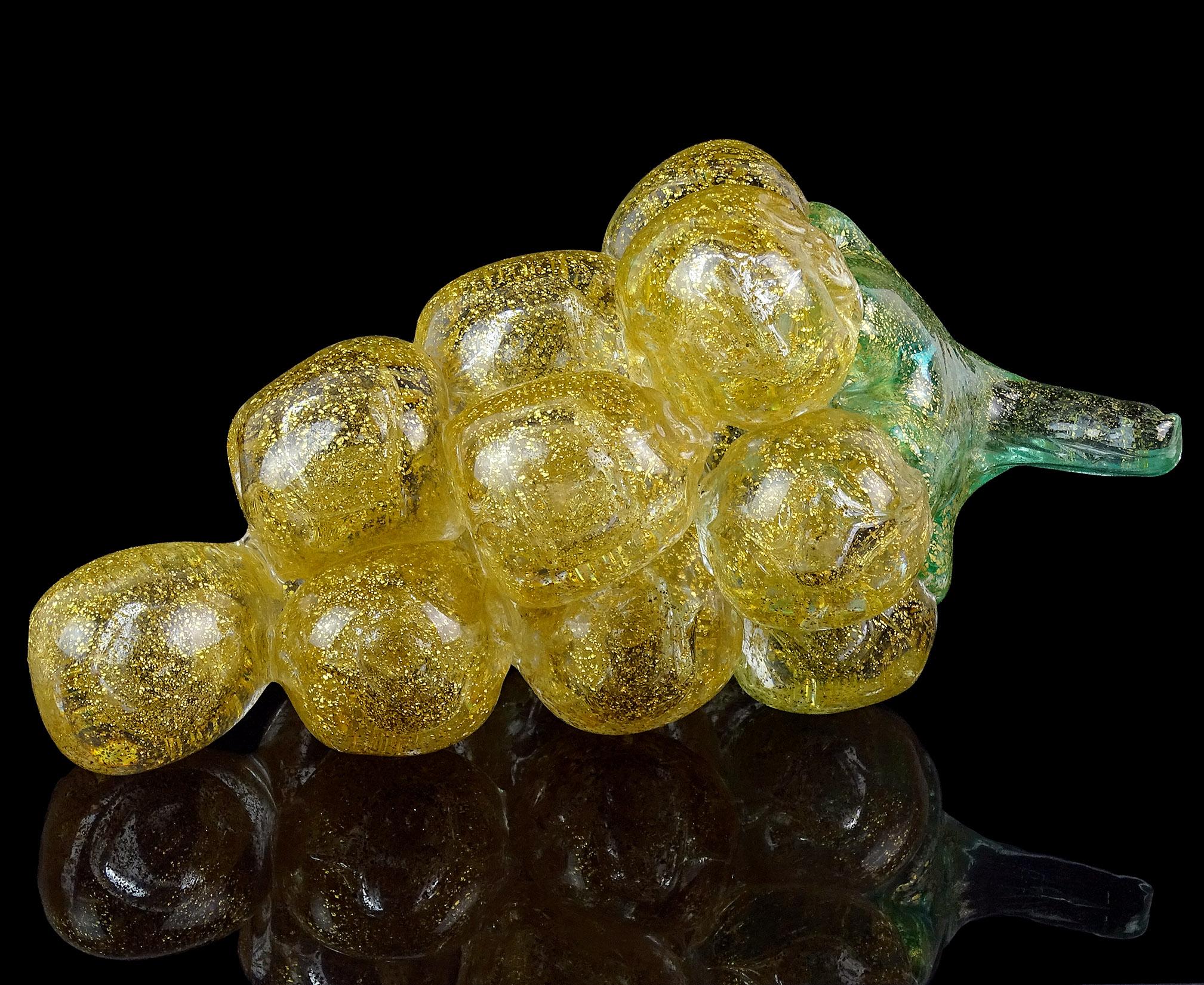 Barovier Toso Murano Gold Flecks Italian Art Glass Grapes Gourds Pepper Fruits 3