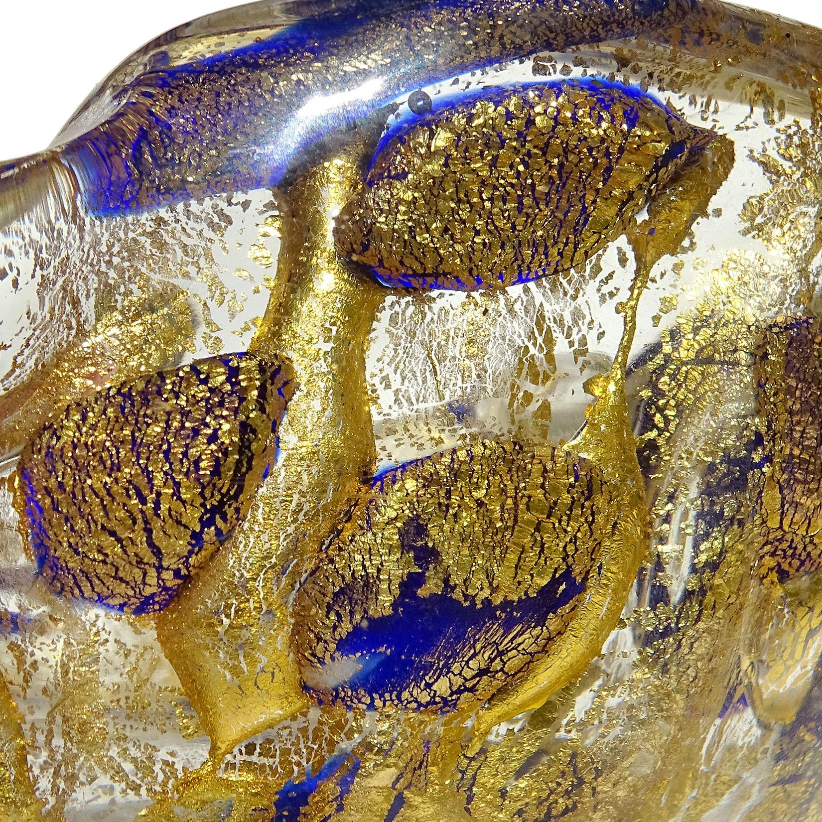 Barovier Toso Murano Gold Flecks Italian Art Glass Scissor Cut Rim Ashtray Dish 8