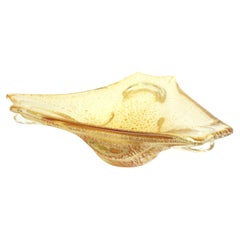 Ciotola triangolare in vetro artistico Barovier&Toso Murano Gold & Silver Flecks