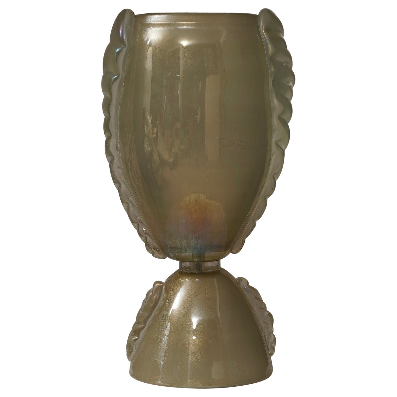 Barovier&Toso Lampada da tavolo in vetro soffiato verde di Murano del Medioevo, 1980 in vendita
