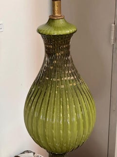 Barovier & Toso Murano Green Bullicante Table Lamp, c. 1950