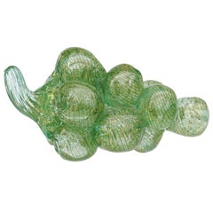 Barovier Toso Murano Green Gold Flecks Italian Art Glass Grapes Fruit Sculpture