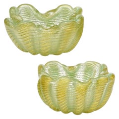 Barovier Toso Aschenbecherschalen aus italienischem Murano-Kunstglas mit grünen Goldflecken