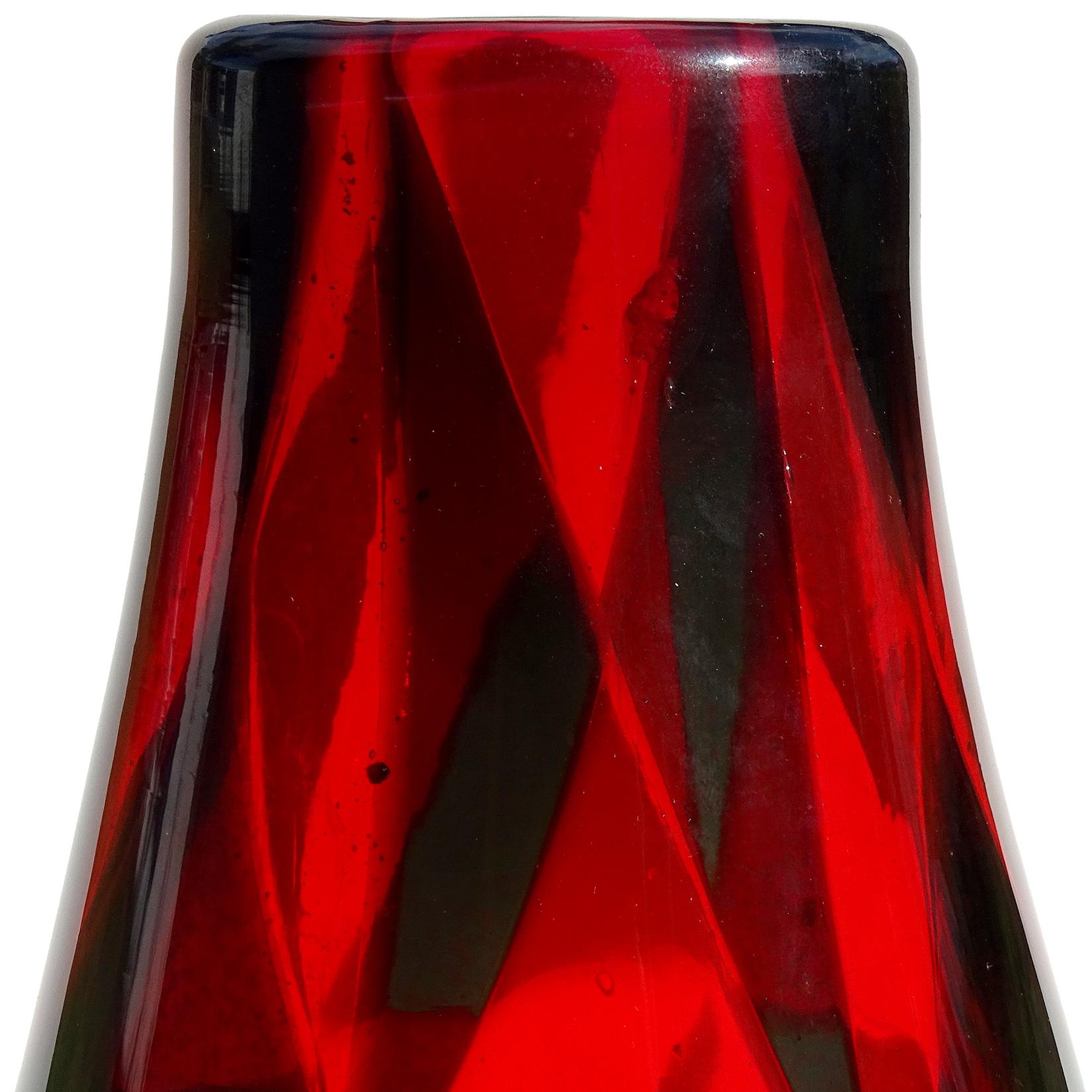 Barovier Toso Murano Intarsio Mosaic Triangle Tessere Italian Art Glass Vase im Zustand „Gut“ im Angebot in Kissimmee, FL