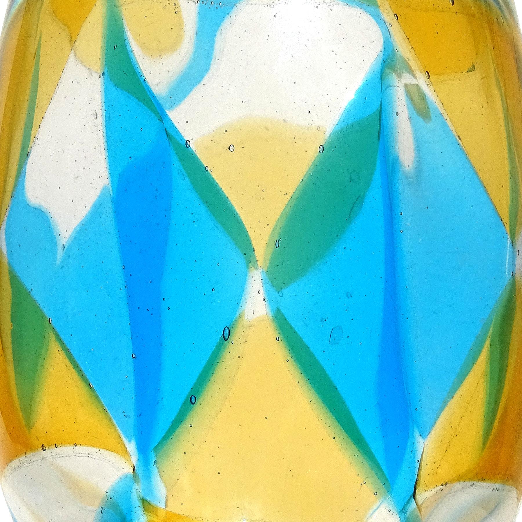 Barovier Toso Murano Intarsio Mosaic Triangle Tessere Italian Art Glass Vase In Good Condition In Kissimmee, FL