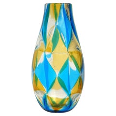 Barovier Toso Murano Intarsio Mosaic Triangle Tessere Italian Art Glass Vase