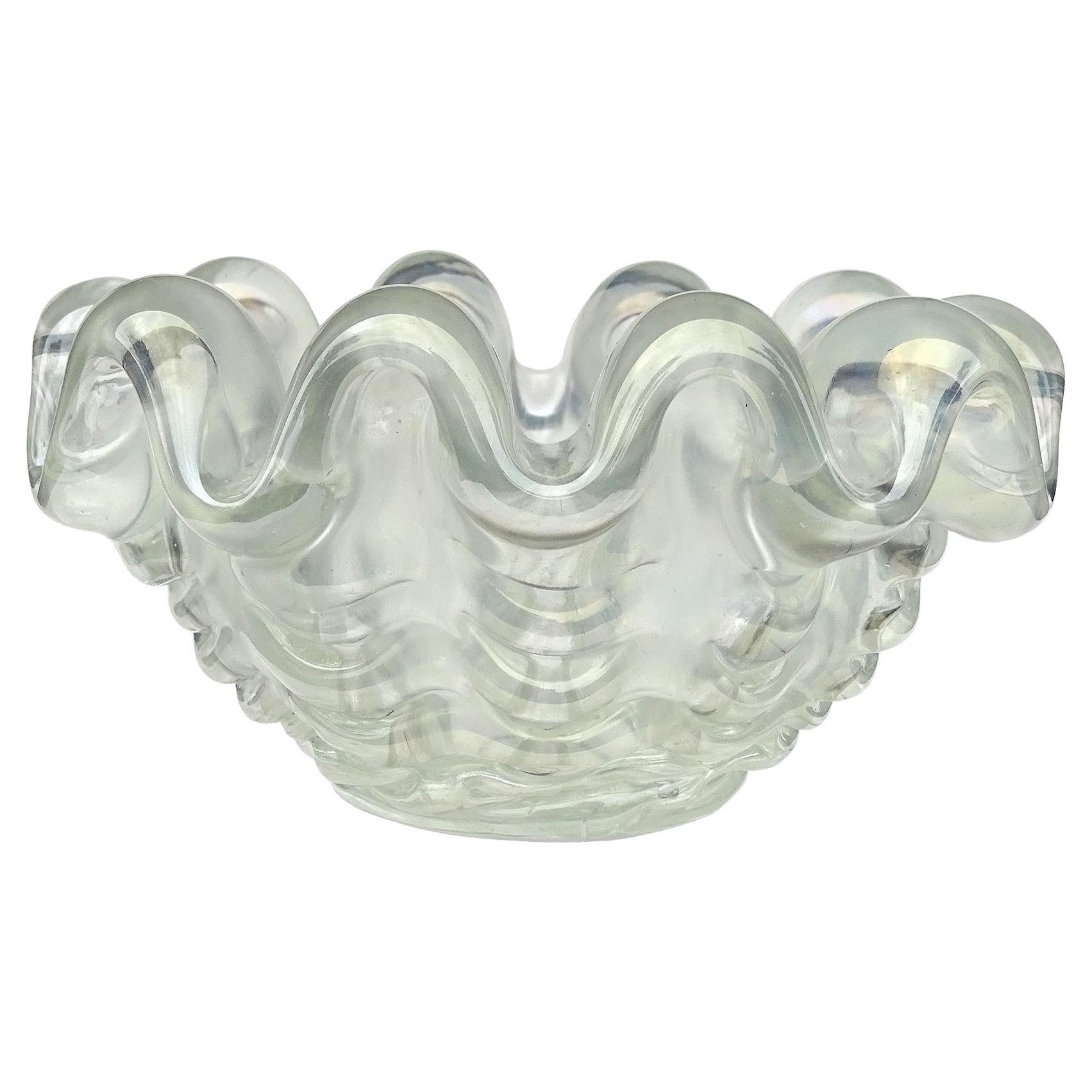 Barovier Toso Murano Iridescent Italian Art Glass Sculptural Conch Seashell Bowl