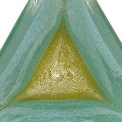 Barovier Toso Murano Jade Green Gold Flecks Italian Art Glass Triangle Bowl