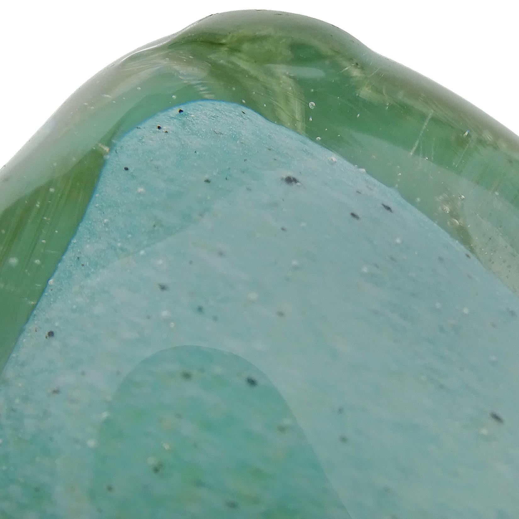 Barovier Toso Murano Jade Green Gold Flecks Italian Art Glass Triangle Bowl 2