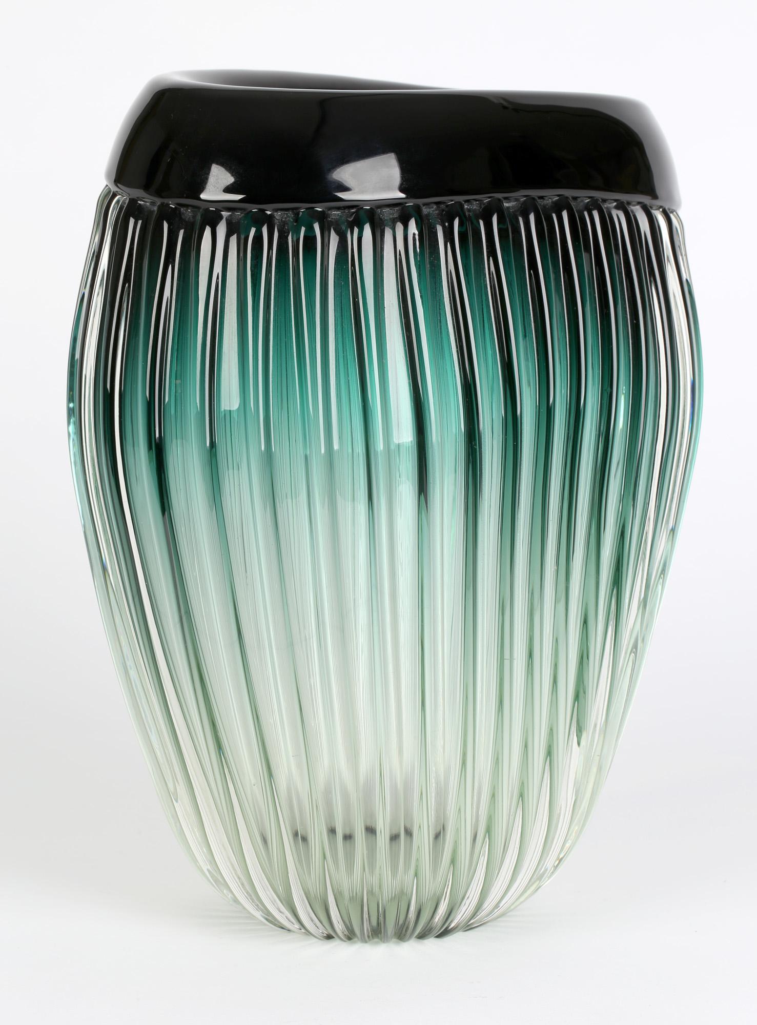 reeded glass vase