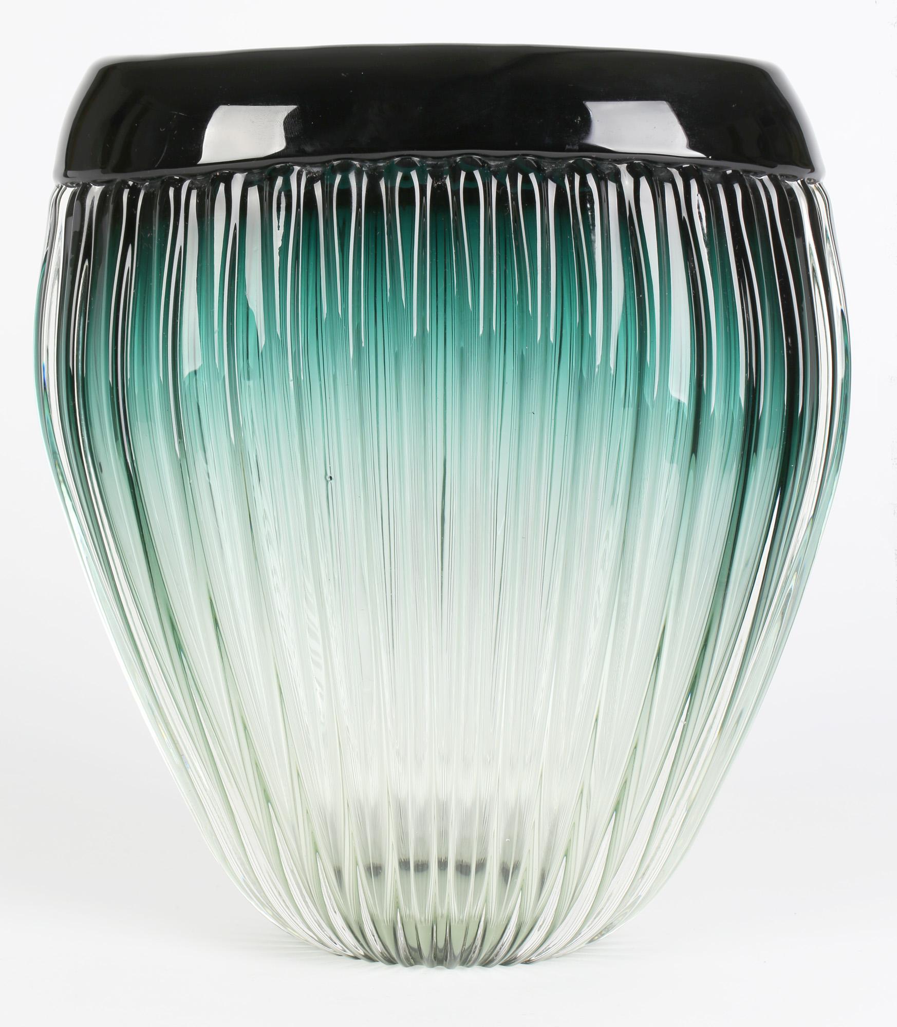 Modern Barovier & Toso Murano Large Reeded Art Glass Vase