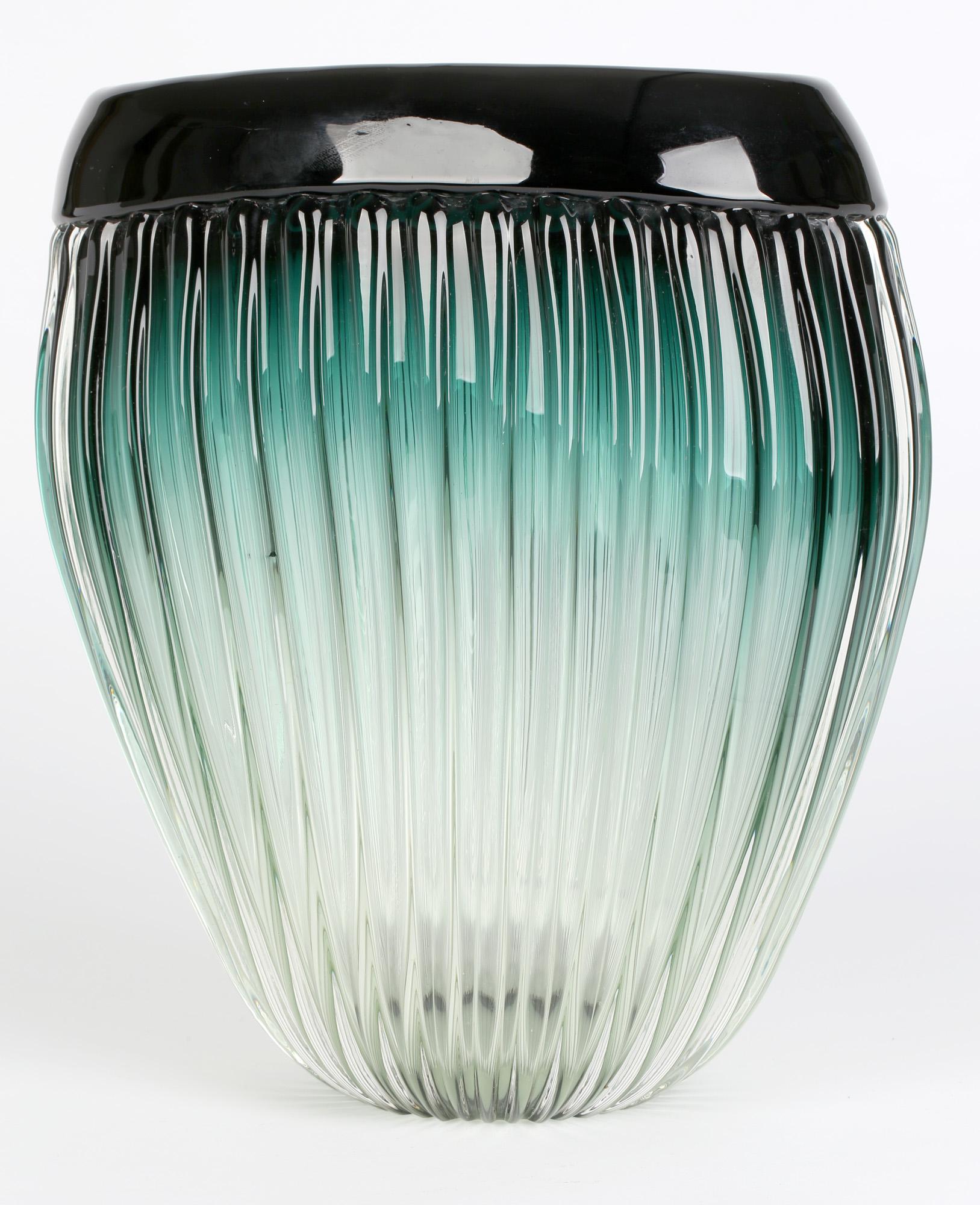 20th Century Barovier & Toso Murano Large Reeded Art Glass Vase