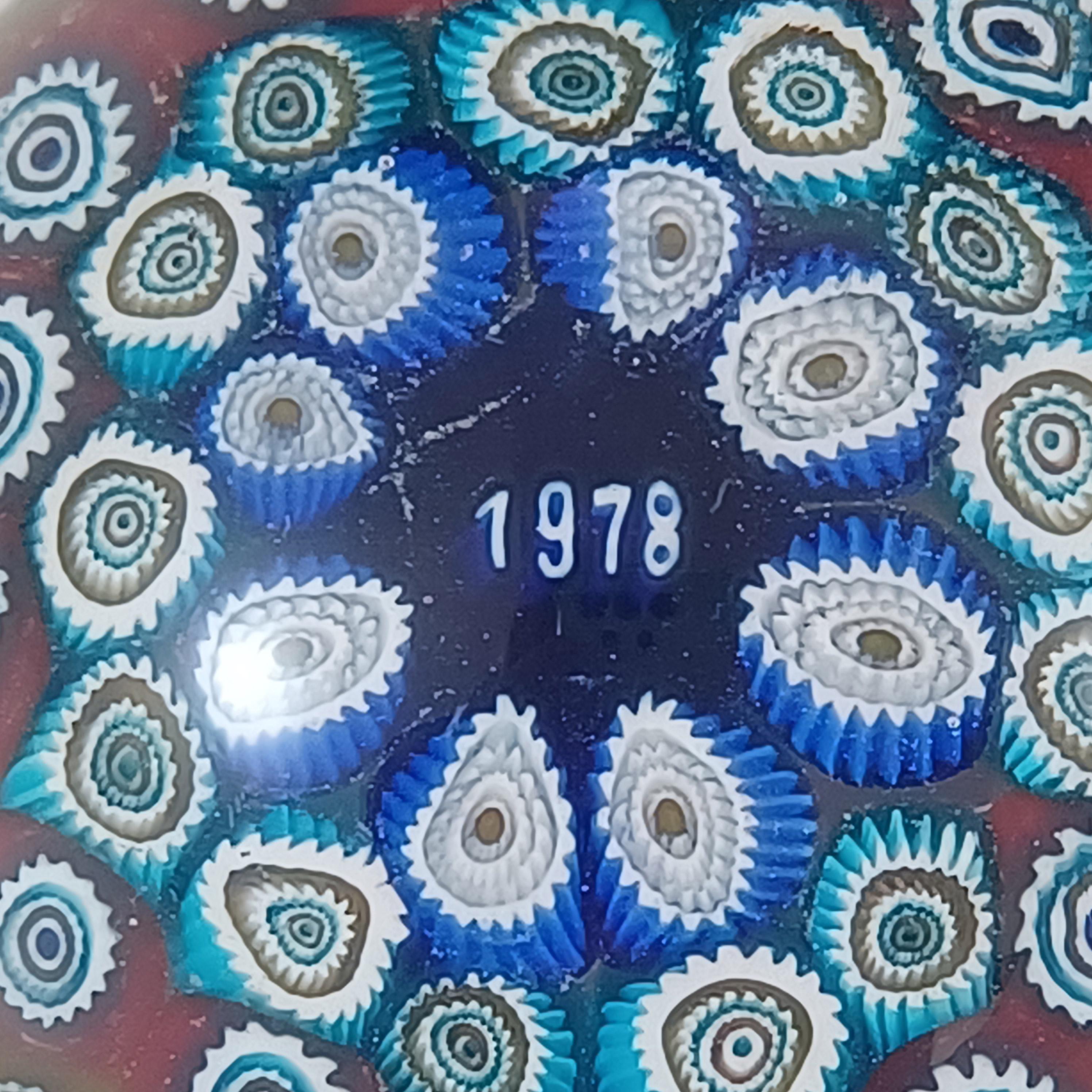 Mid-Century moderno Barovier&Toso Fermacarte in vetro Millefiori di Murano con data 1978 in vendita