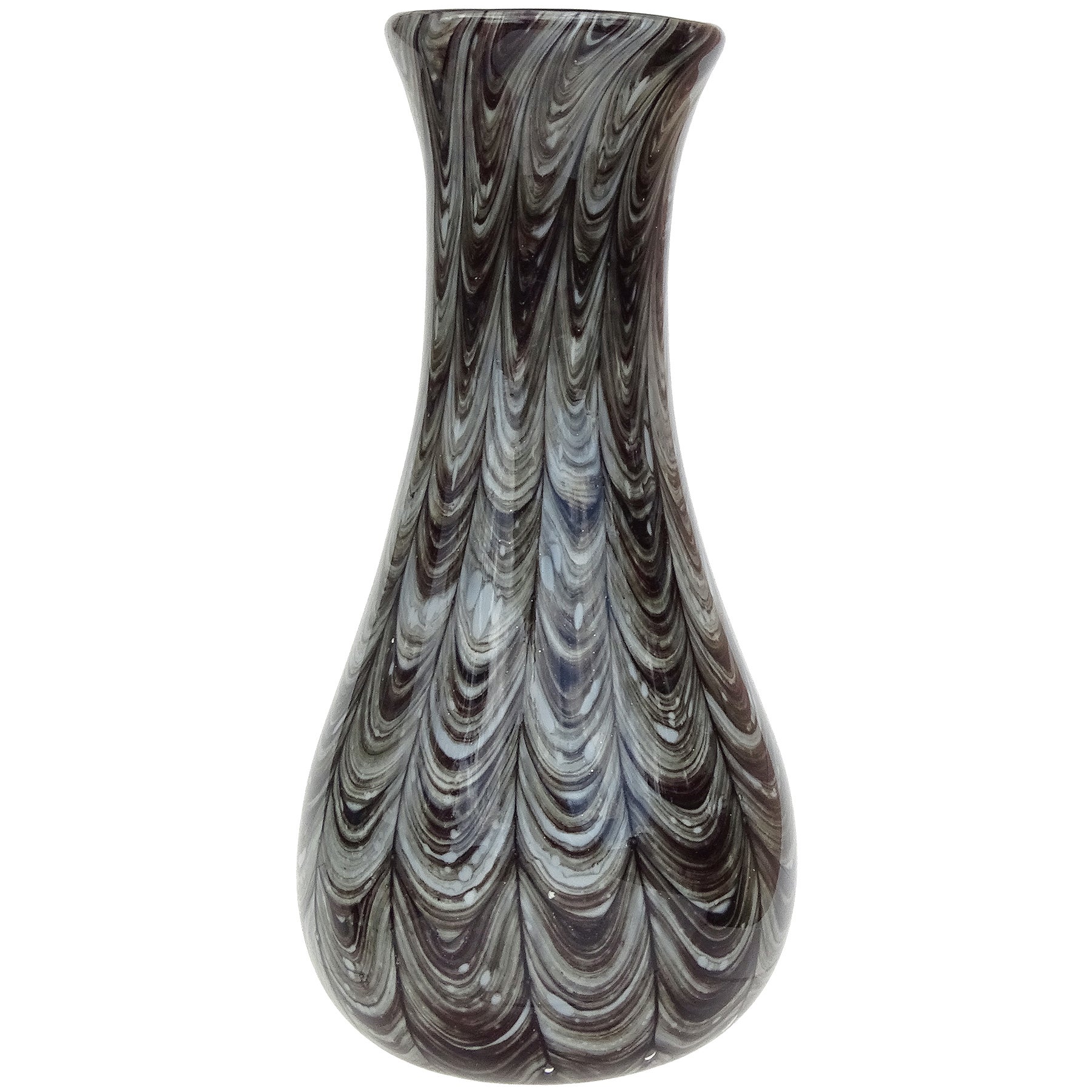 Barovier Toso Murano Neolitico 1954 Pulled Feather Design Italian Art Glass Vase For Sale