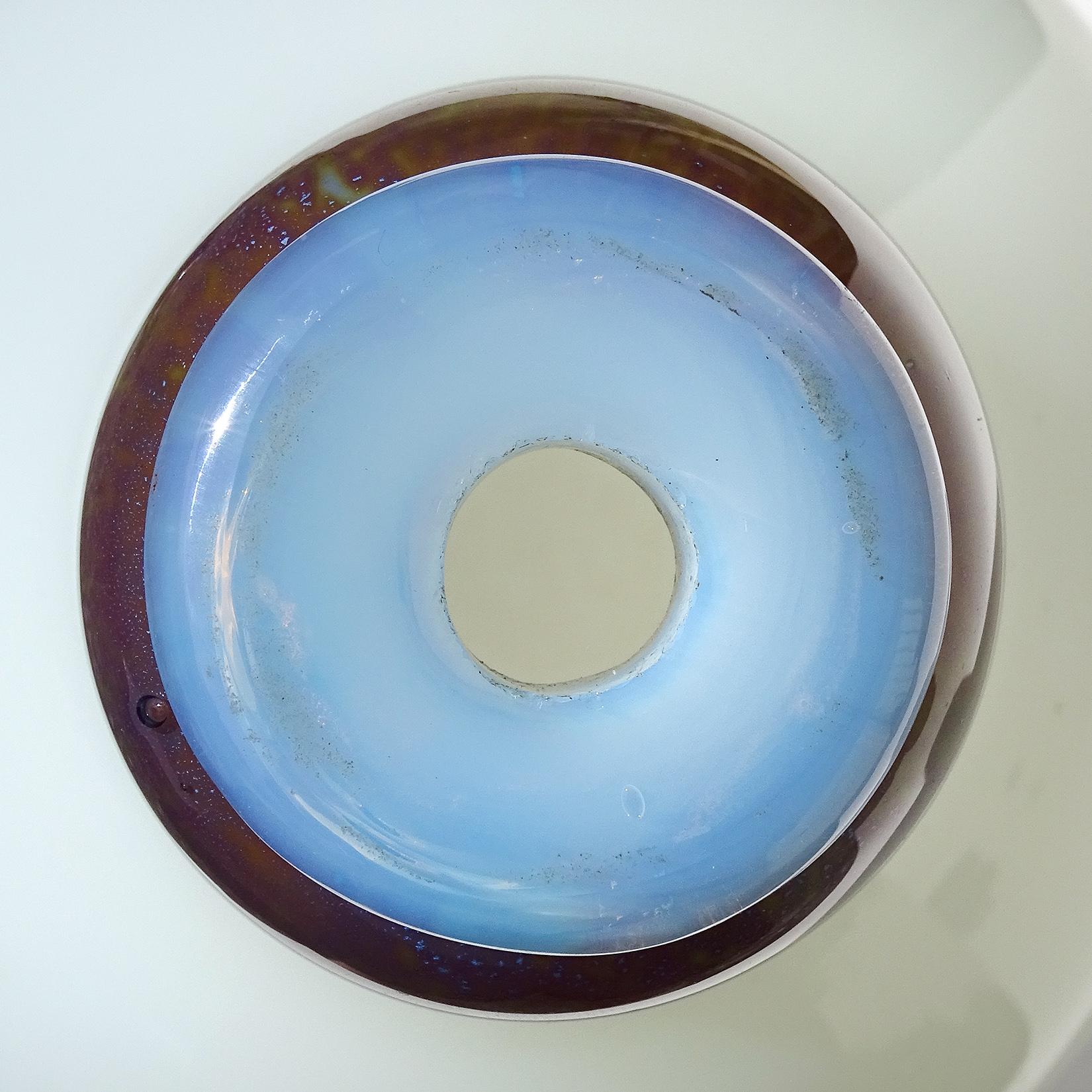 Barovier Toso Murano Ópalo Blanco Calcedonia Vidrio Artístico Italiano Pantalla Colgante en venta 3