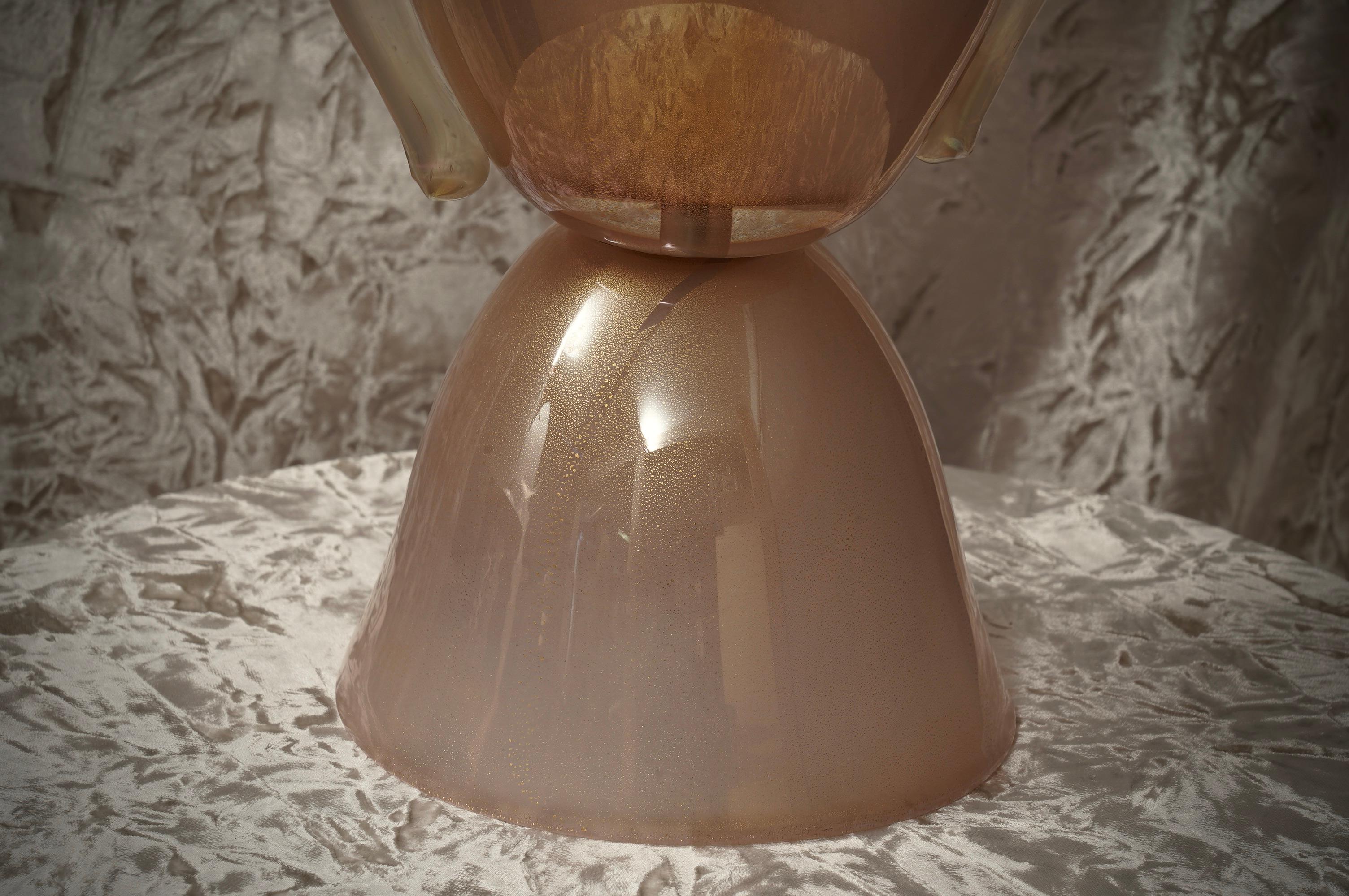 Lampada da tavolo in vetro soffiato rosa di Murano di Barovier&Toso, 1980 In condizioni buone in vendita a Rome, IT