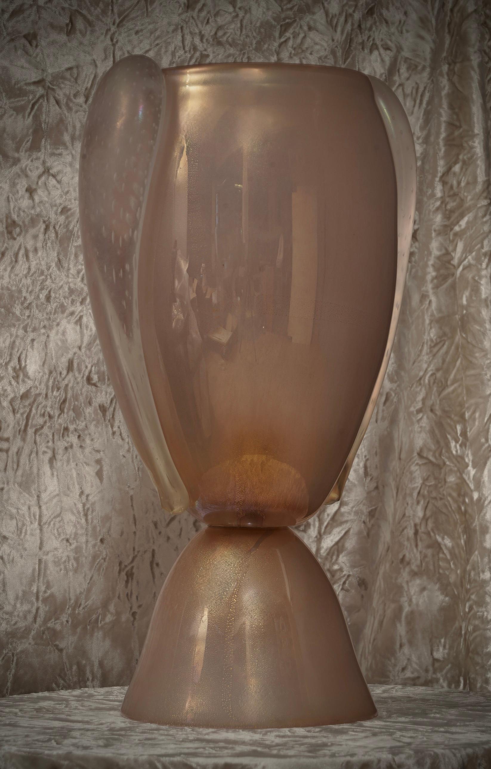 Barovier & Toso Murano Rosa mundgeblasenes Glas Italienische Mitte des Jahrhunderts Tischlampe, 1980 im Angebot 2