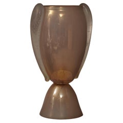 Barovier&Toso Lampe de table italienne du milieu du siècle en verre soufflé Murano rose, 1980