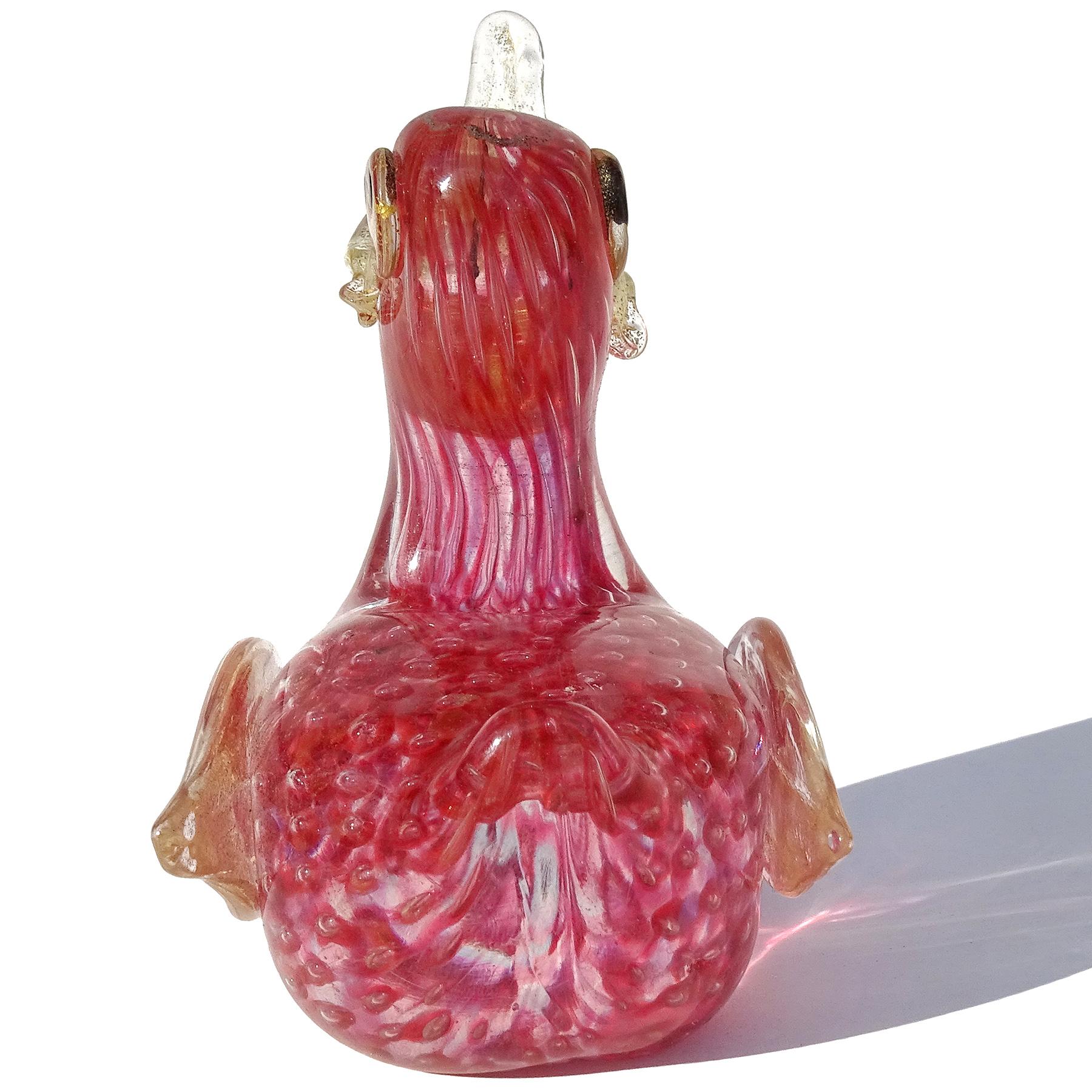 Barovier Toso Murano Rosa Oro Motas Arte Italiano Vidrio Figurilla Pájaro Escultura en Bueno estado para la venta en Kissimmee, FL