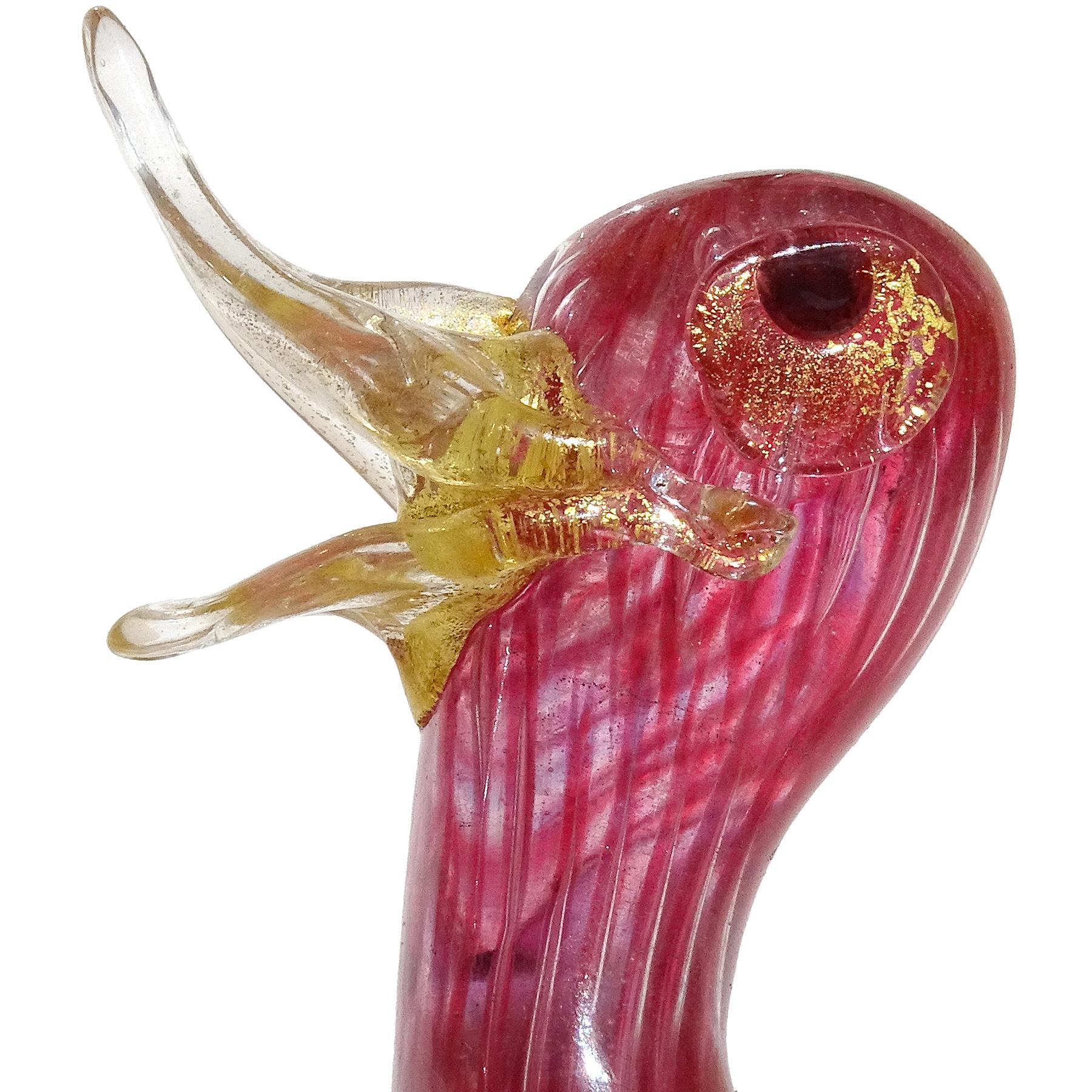 Barovier Toso Murano Rosa Oro Motas Arte Italiano Vidrio Figurilla Pájaro Escultura siglo XX en venta