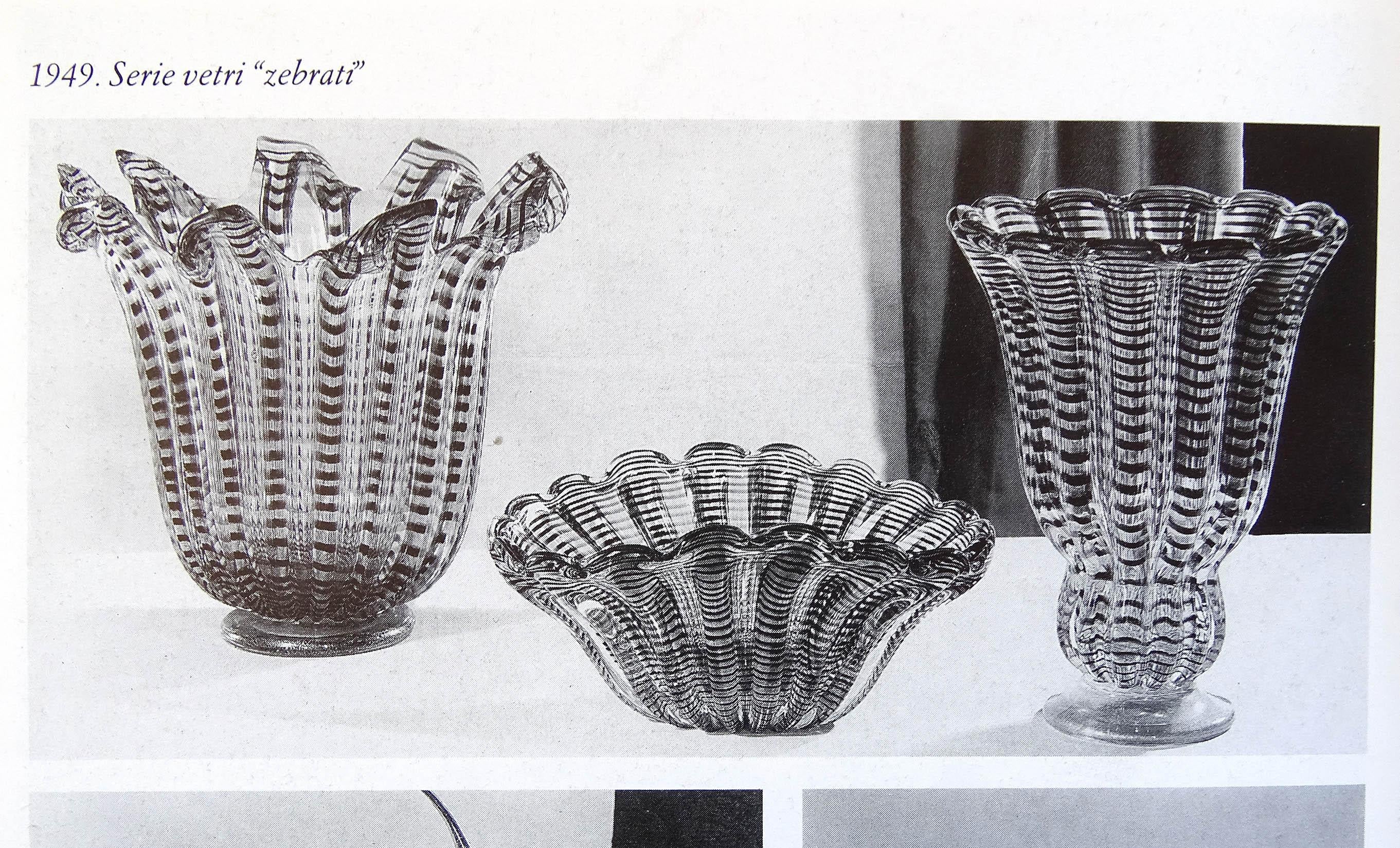 Barovier Toso Murano Lila Goldflecken Italienisches Kunstglas Gerippte Muschelschale (20. Jahrhundert) im Angebot