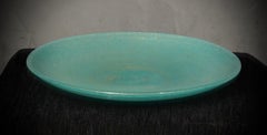 Barovier & Toso Murano Round Sky Blue Color Glass Plate, 1980