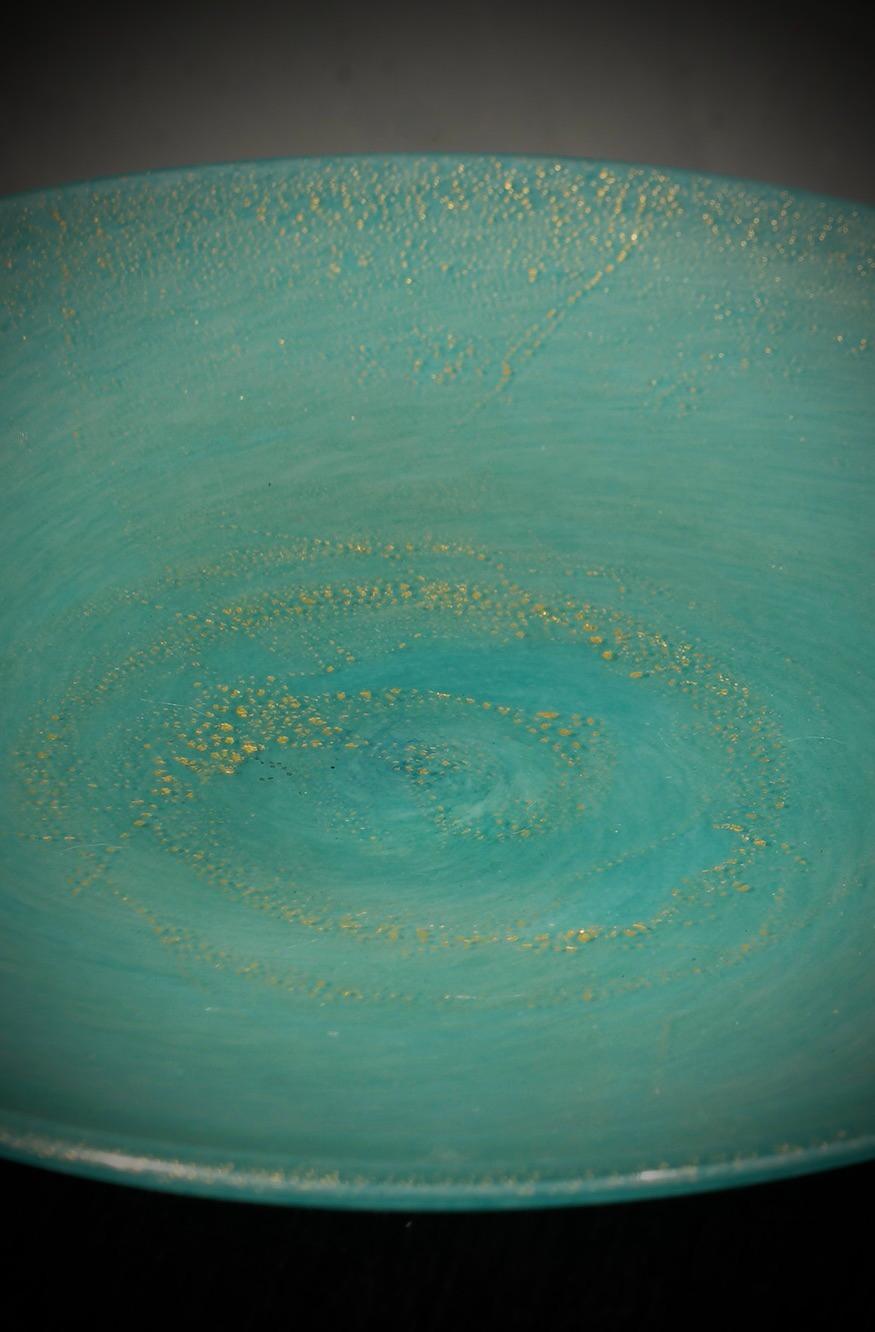 Barovier & Toso Murano Round Sky Blue Color Glass Plate, 1980 In Good Condition For Sale In Rome, IT