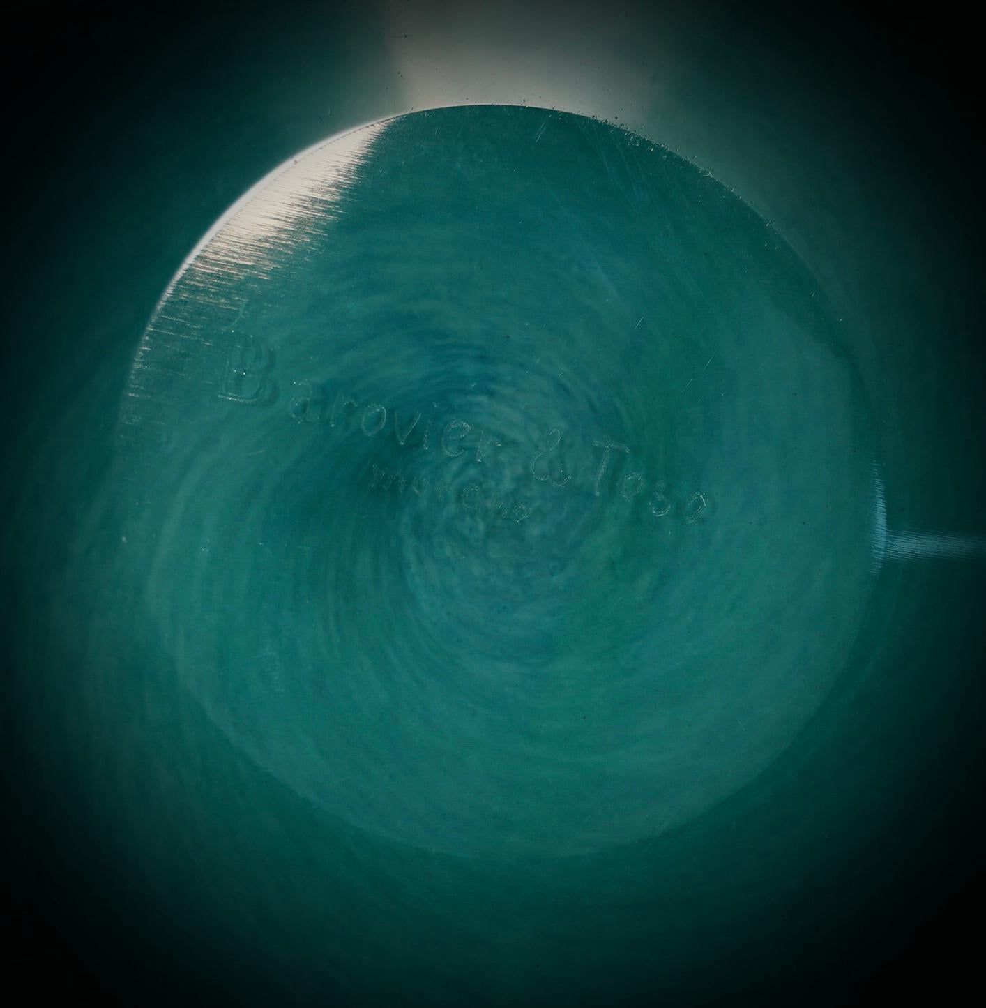 Barovier & Toso Murano Round Sky Blue Color Glass Plate, 1980 For Sale 1
